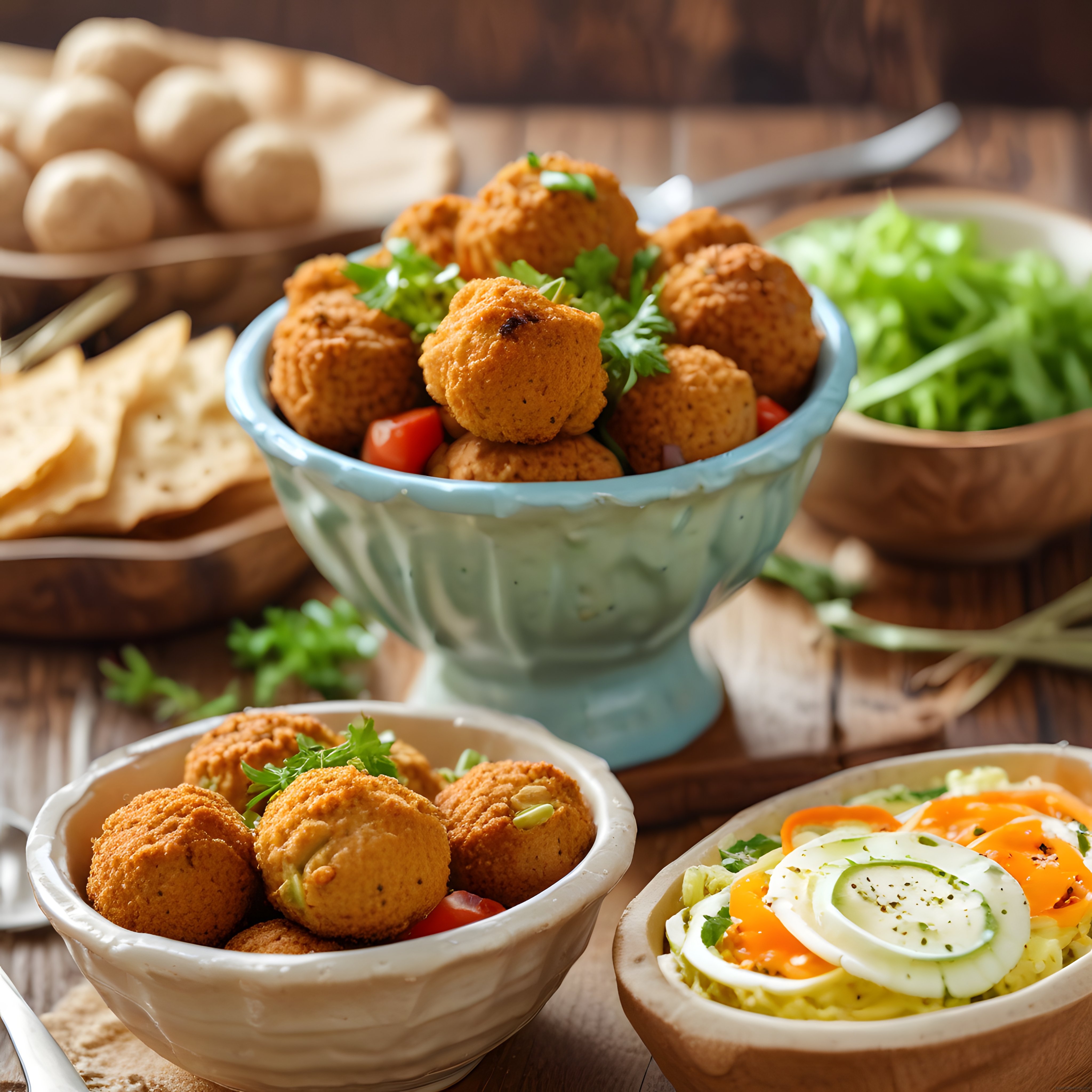 Ev Yapımı Falafel Tarifi: Çıtır Nohut Köfteleri ve Taze Salata Sunumu