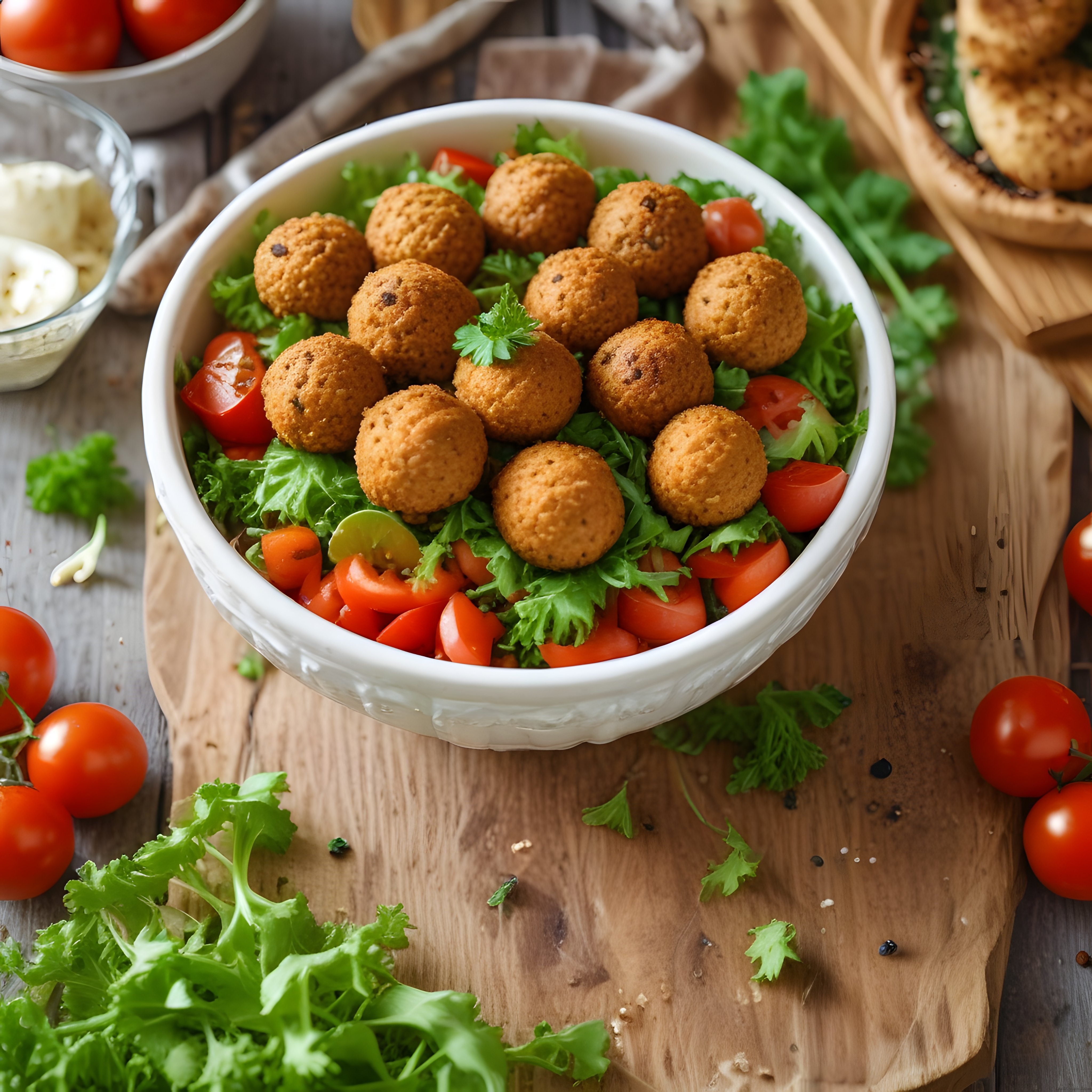 Ev Yapımı Falafel Tarifi: Çıtır Nohut Köftesi ve Taze Salata Sunumu