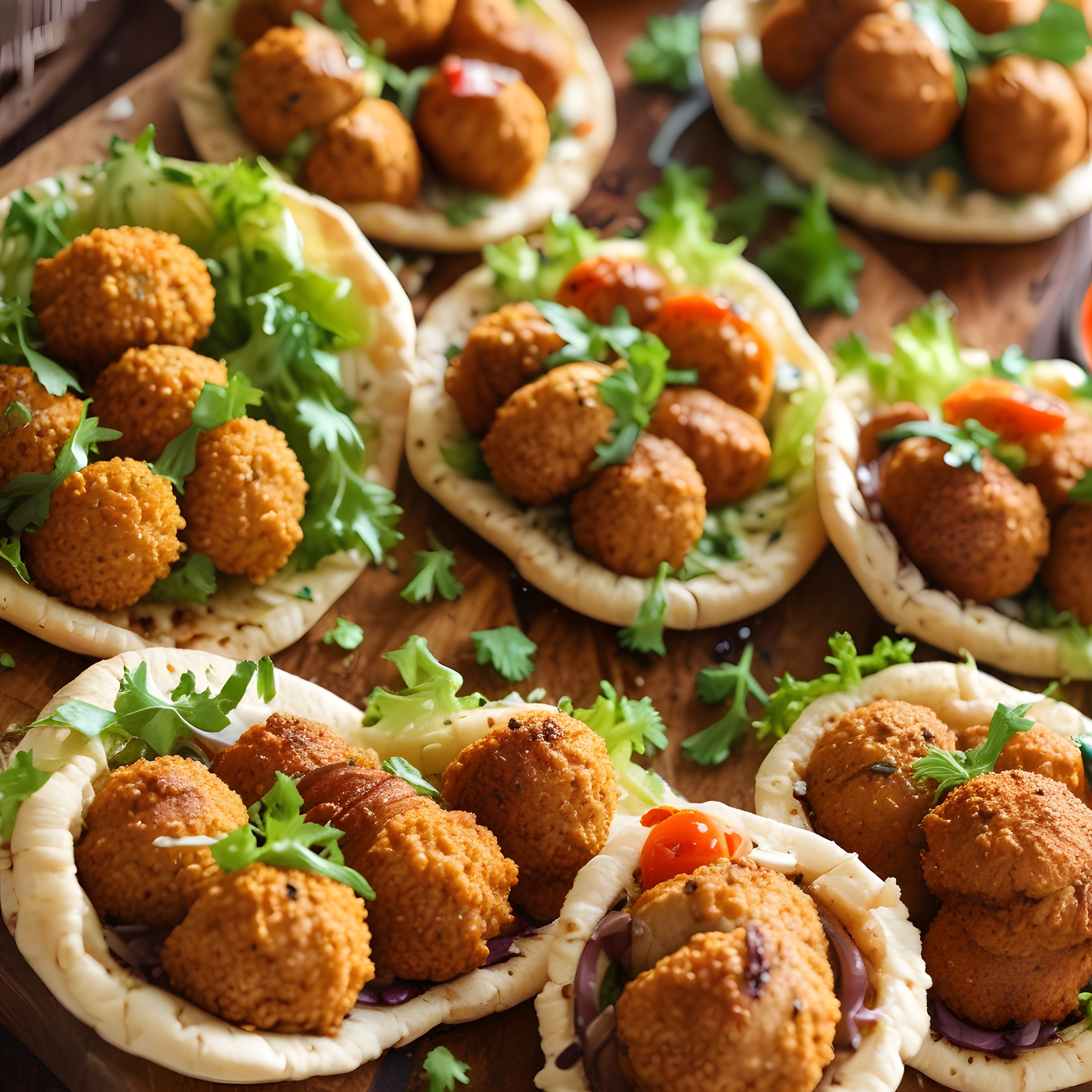 Ev Yapımı Falafel ve Taze Sebzelerle Dolu Orta Doğu Lezzetleri