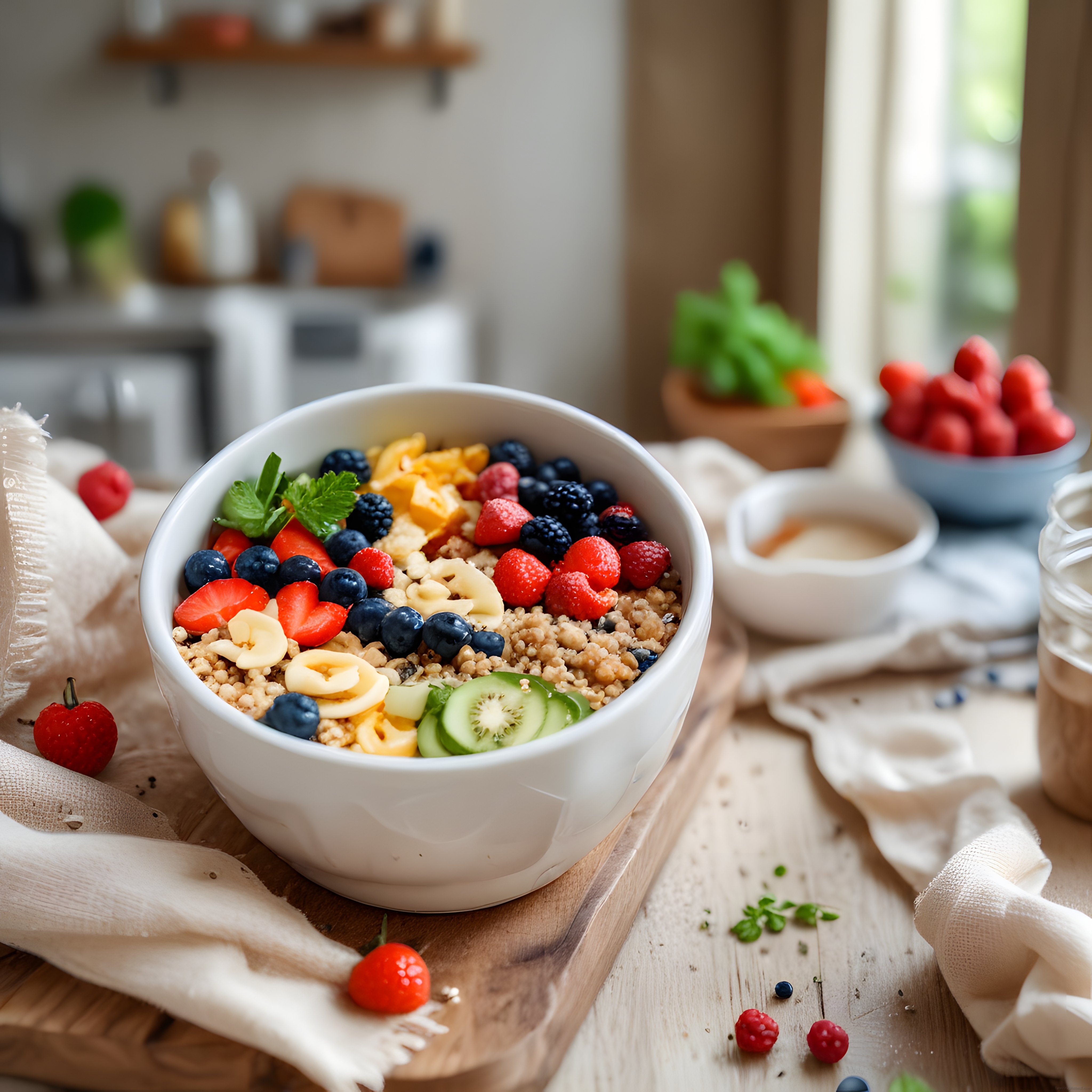 Ev Yapımı Granola ve Taze Meyveli Sağlıklı Kahvaltı Kasesi