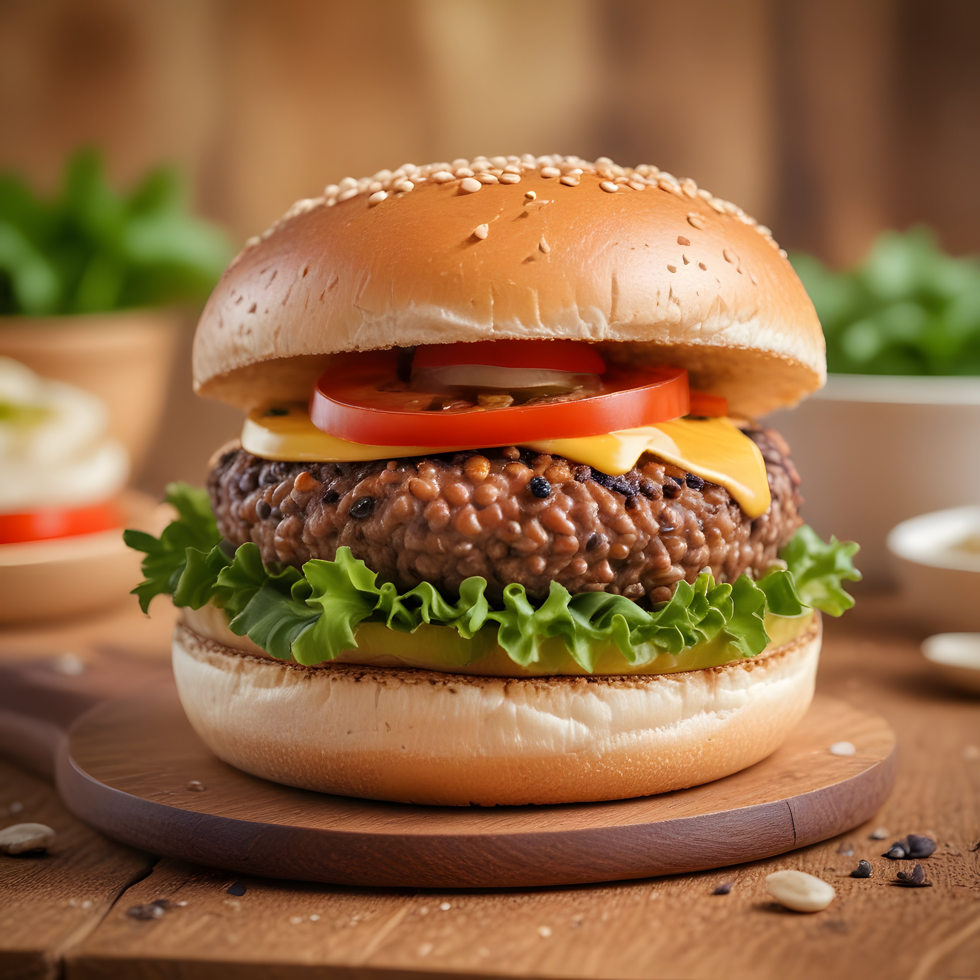 Ev yapımı hamburger: Bol malzemeli, nefis köfte ve taze sebzelerle rustik sunum
