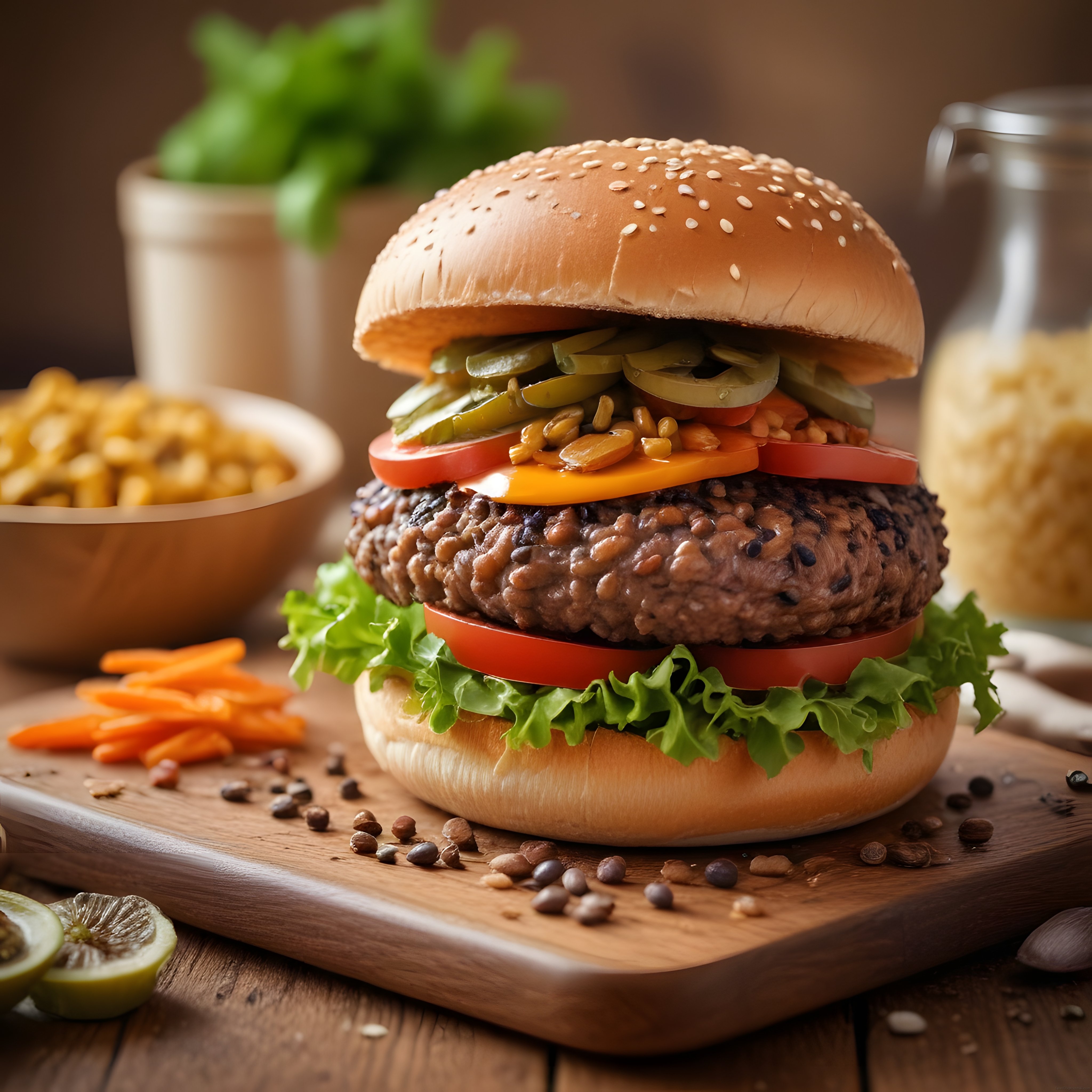 Ev Yapımı Hamburger: Susamlı Ekmek Arasında Nefis Izgara Köfte ve Sebzeler