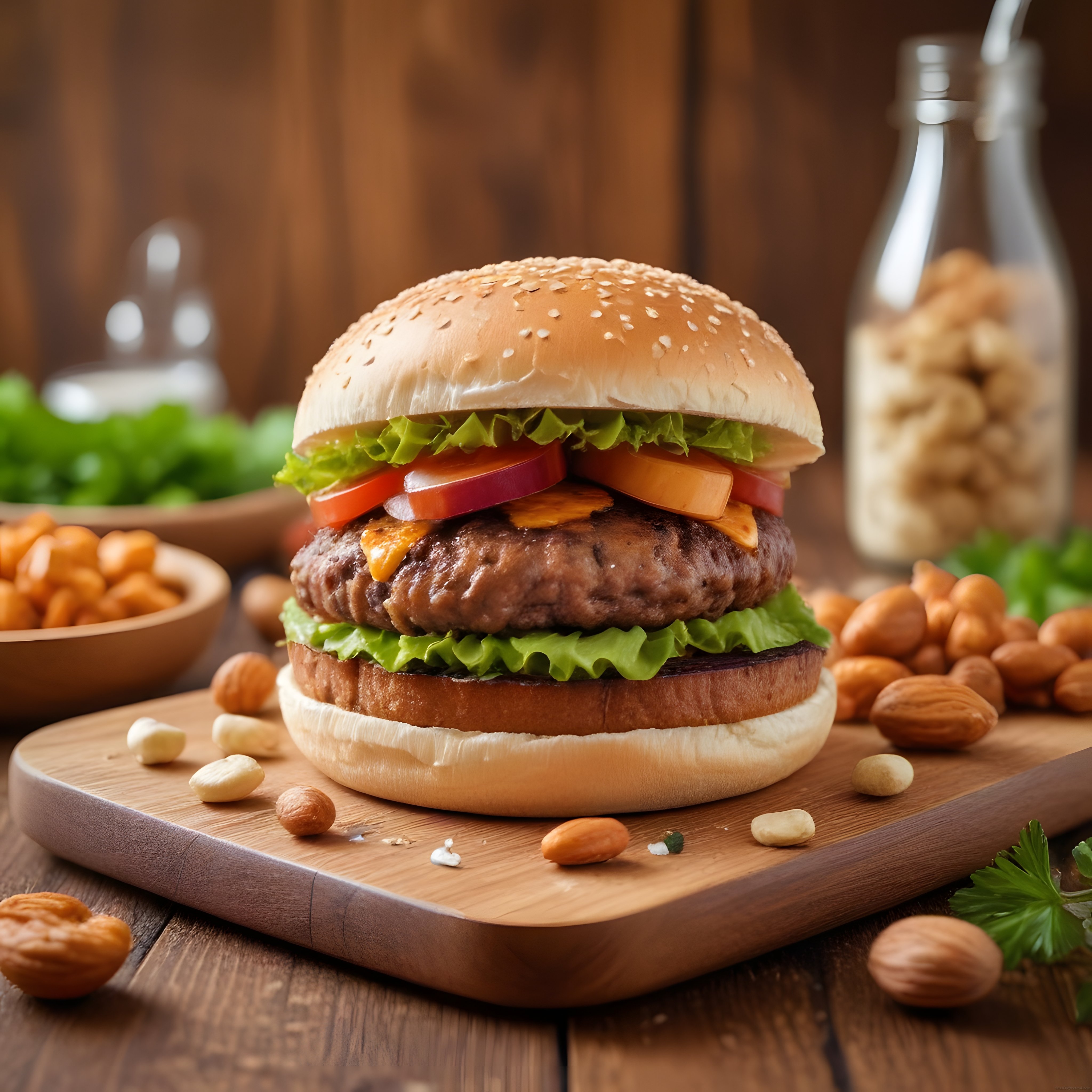 Ev Yapımı Hamburger Tarifi: Taze Sebzeler ve Peynirli Köfte ile Lezzetli Sunum