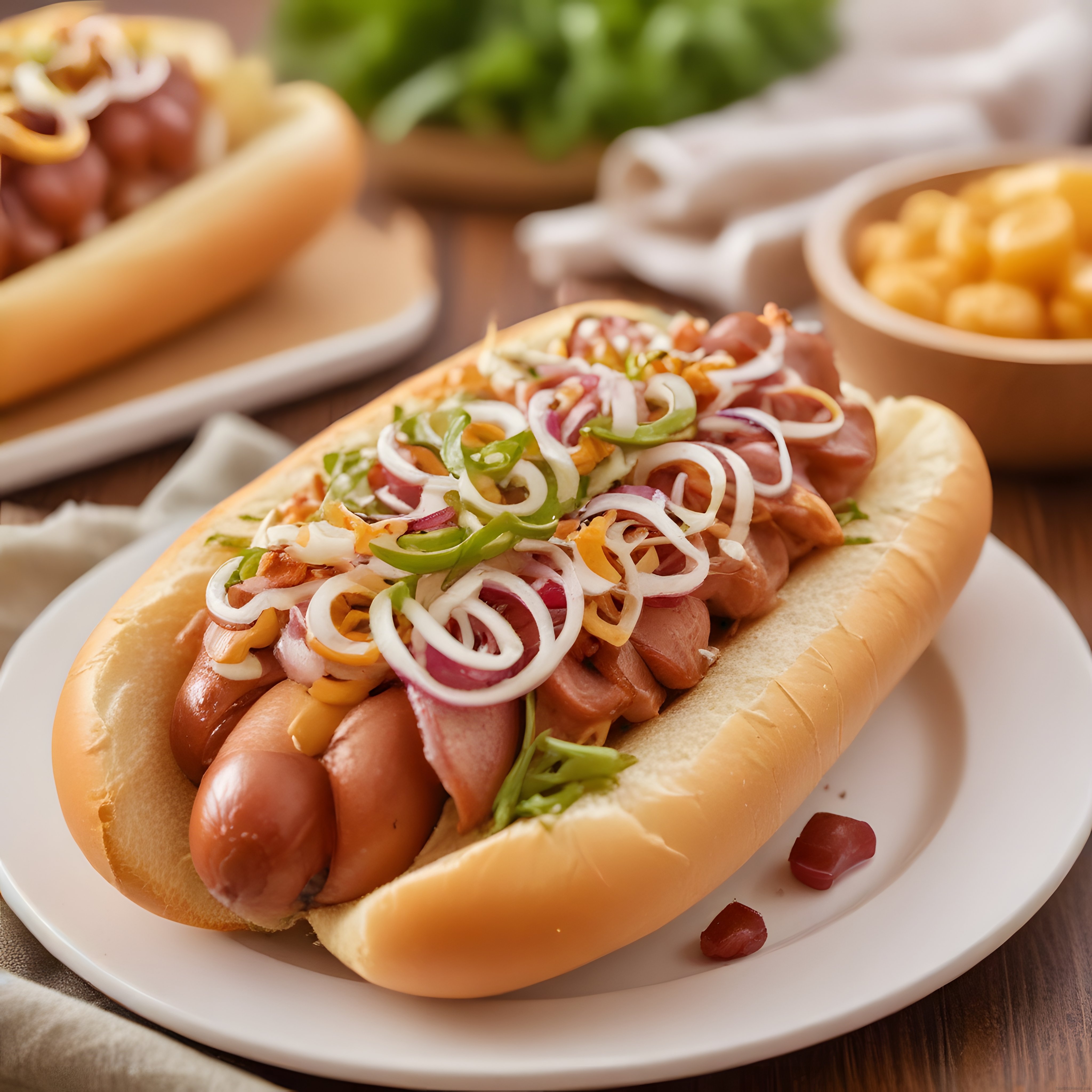 Ev Yapımı Hot Dog: Taze Sebzeler ve Peynirle Dolu Lezzetli Sosisli Ekmek