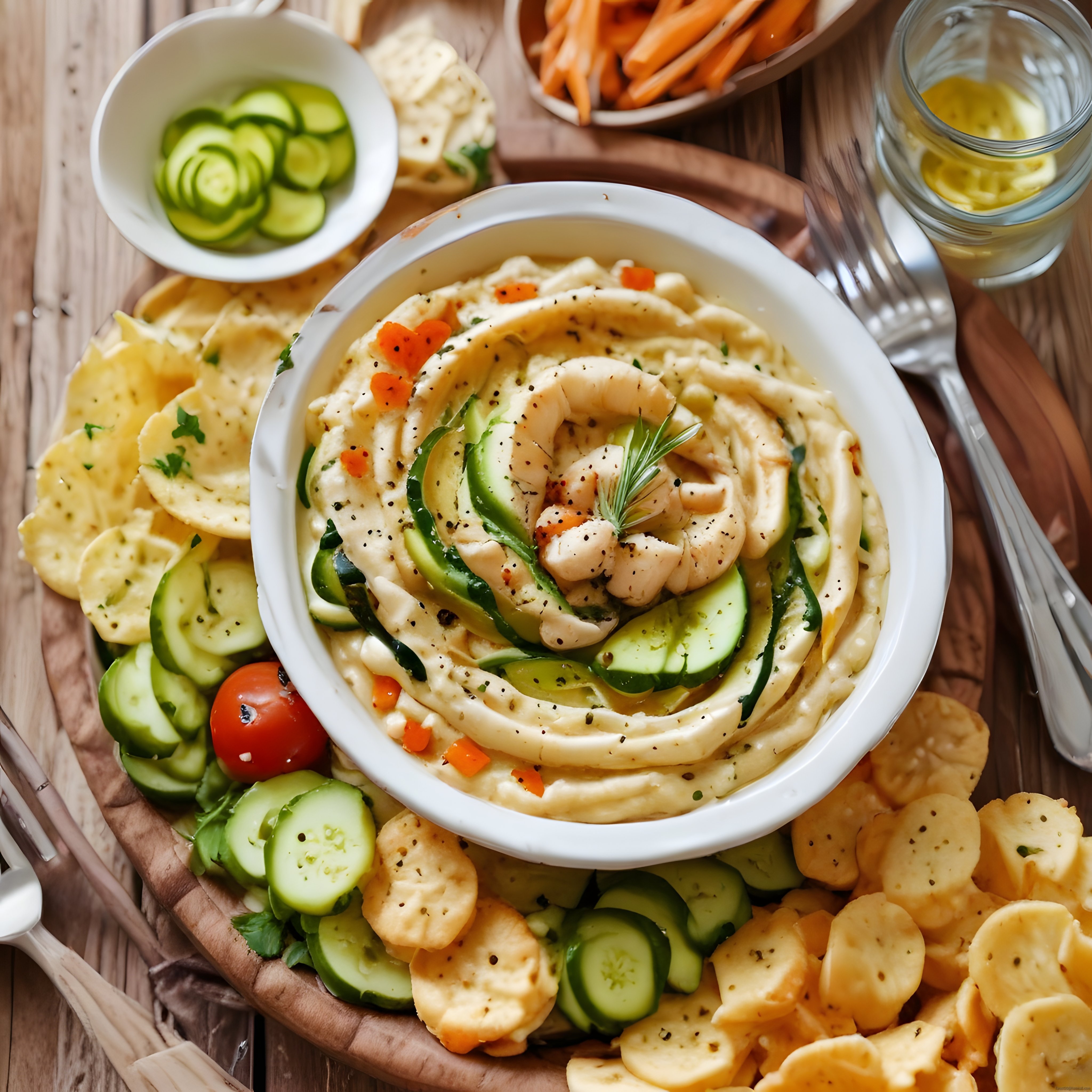 Ev Yapımı Humus Sunumu: Taze Sebzeler ve Baharatlarla Lezzetli Atıştırmalık