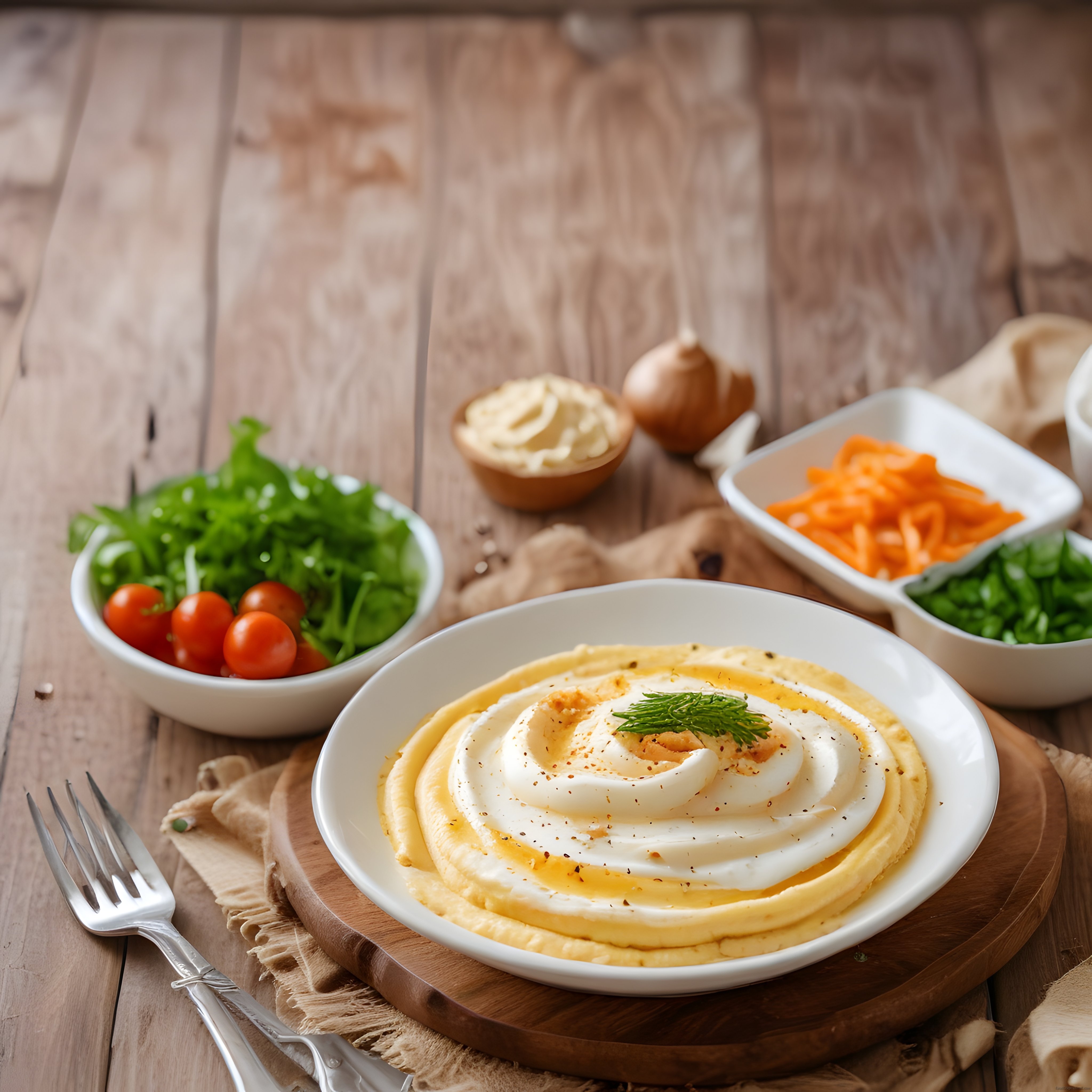 Ev Yapımı Humus Tabağı: Yoğurt Sos ve Taze Sebzelerle Sağlıklı Sunum