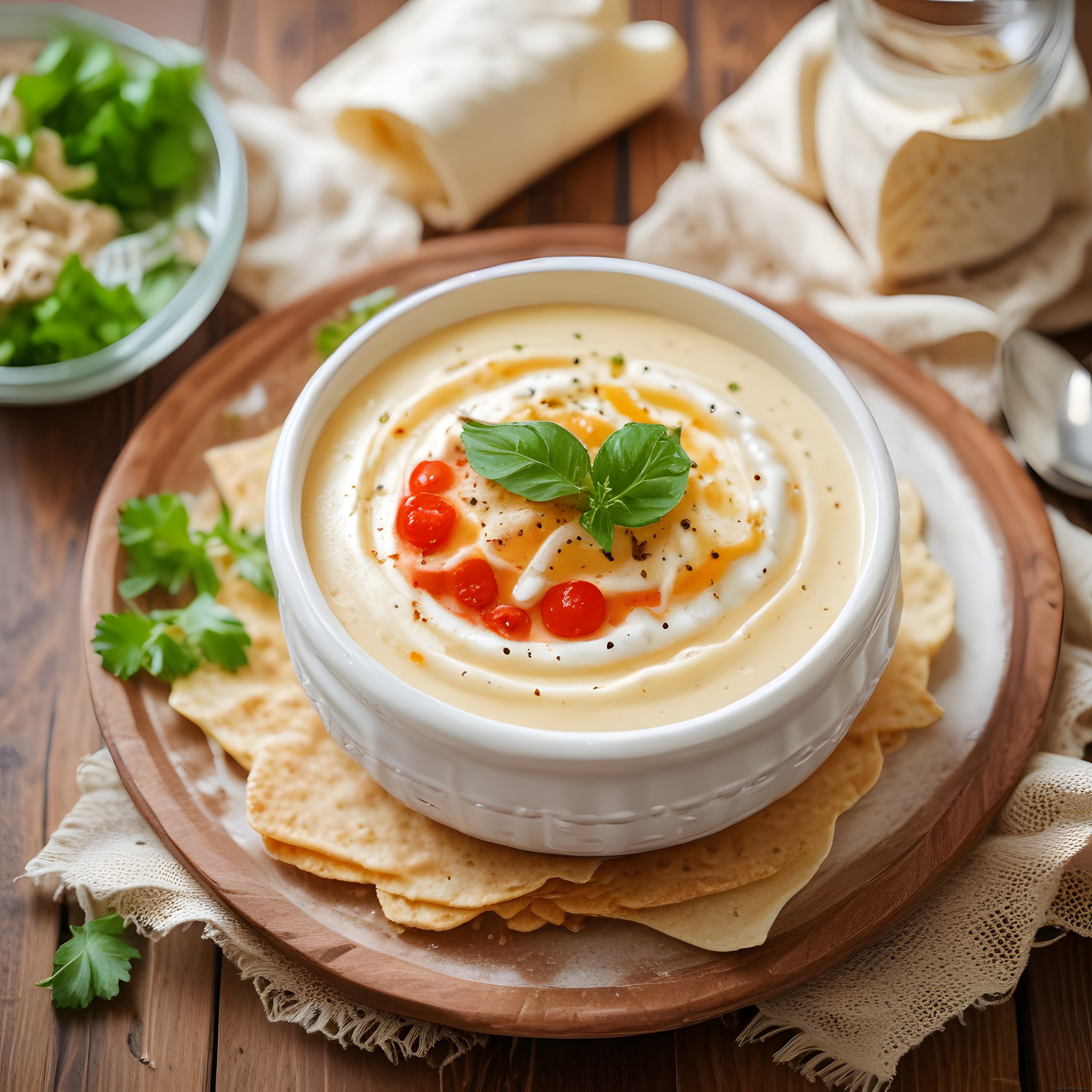 Ev Yapımı Humus Tarifi: Tahinli Nohut Ezmesi ve Taze Fesleğen ile Lezzetli Sunum