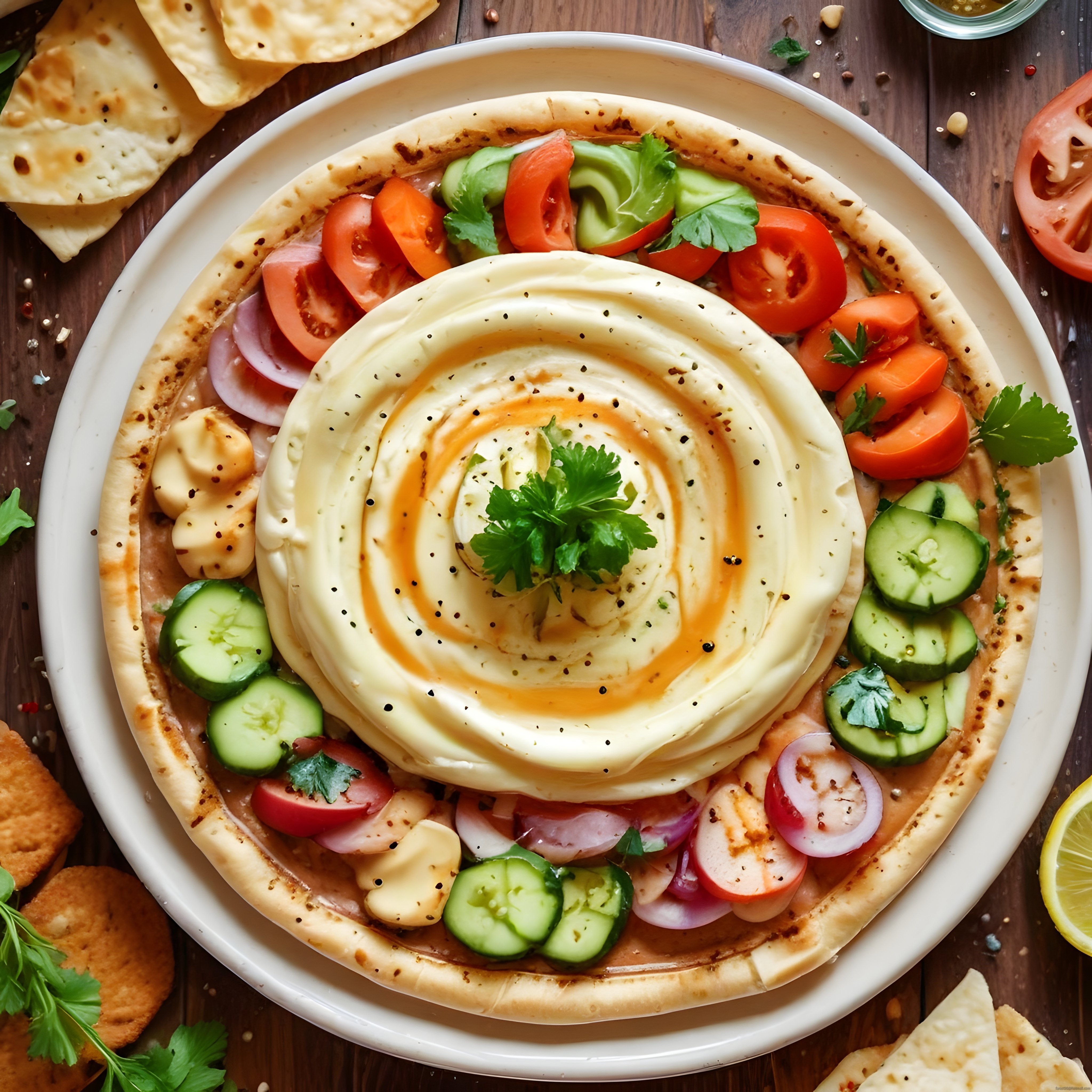 Ev Yapımı Humus Tarifi: Taze Sebzeler ve Lavaş Eşliğinde Nefis Sunum