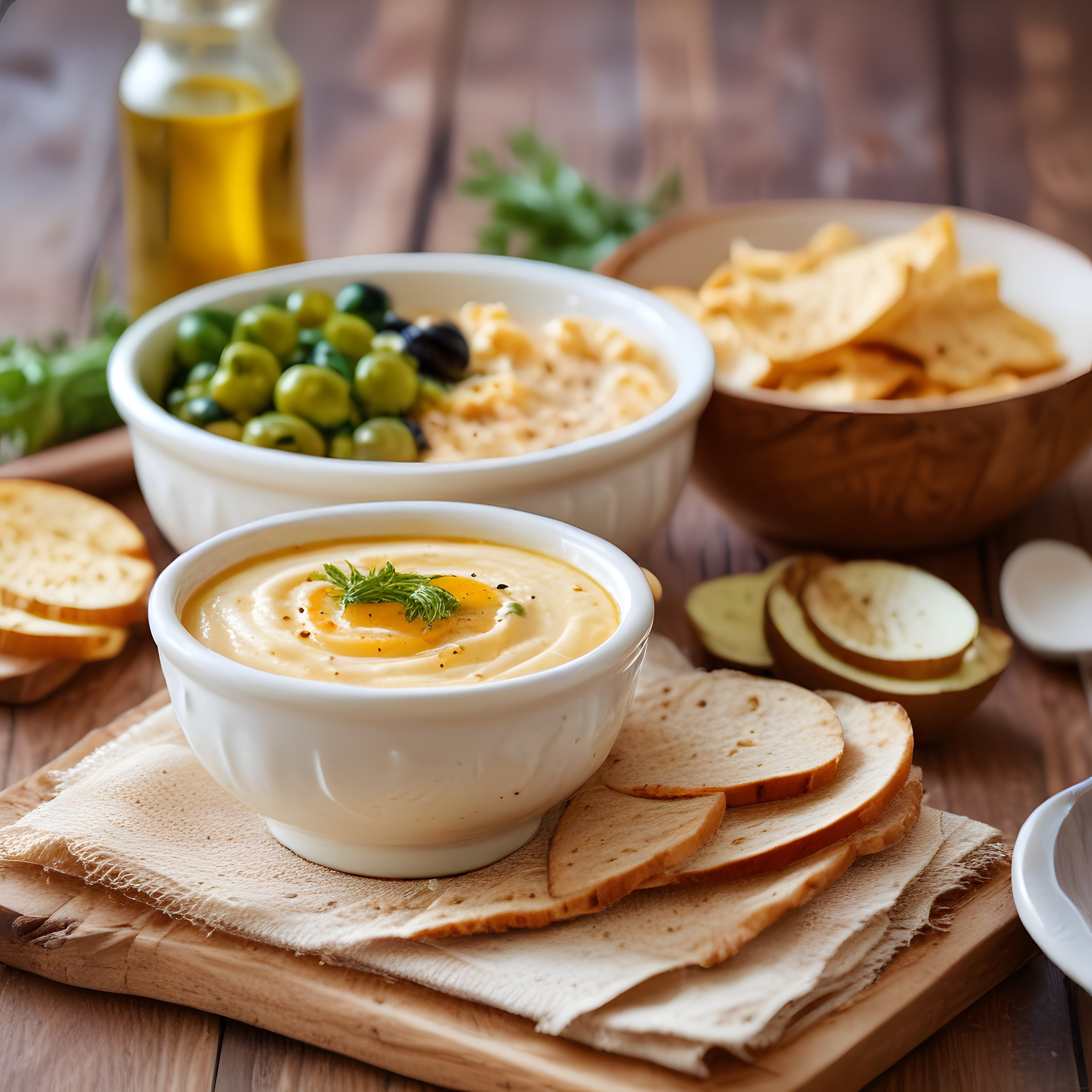 Ev Yapımı Humus ve İştah Açıcı Meze Sunumu ile Sofra Hazırlığı