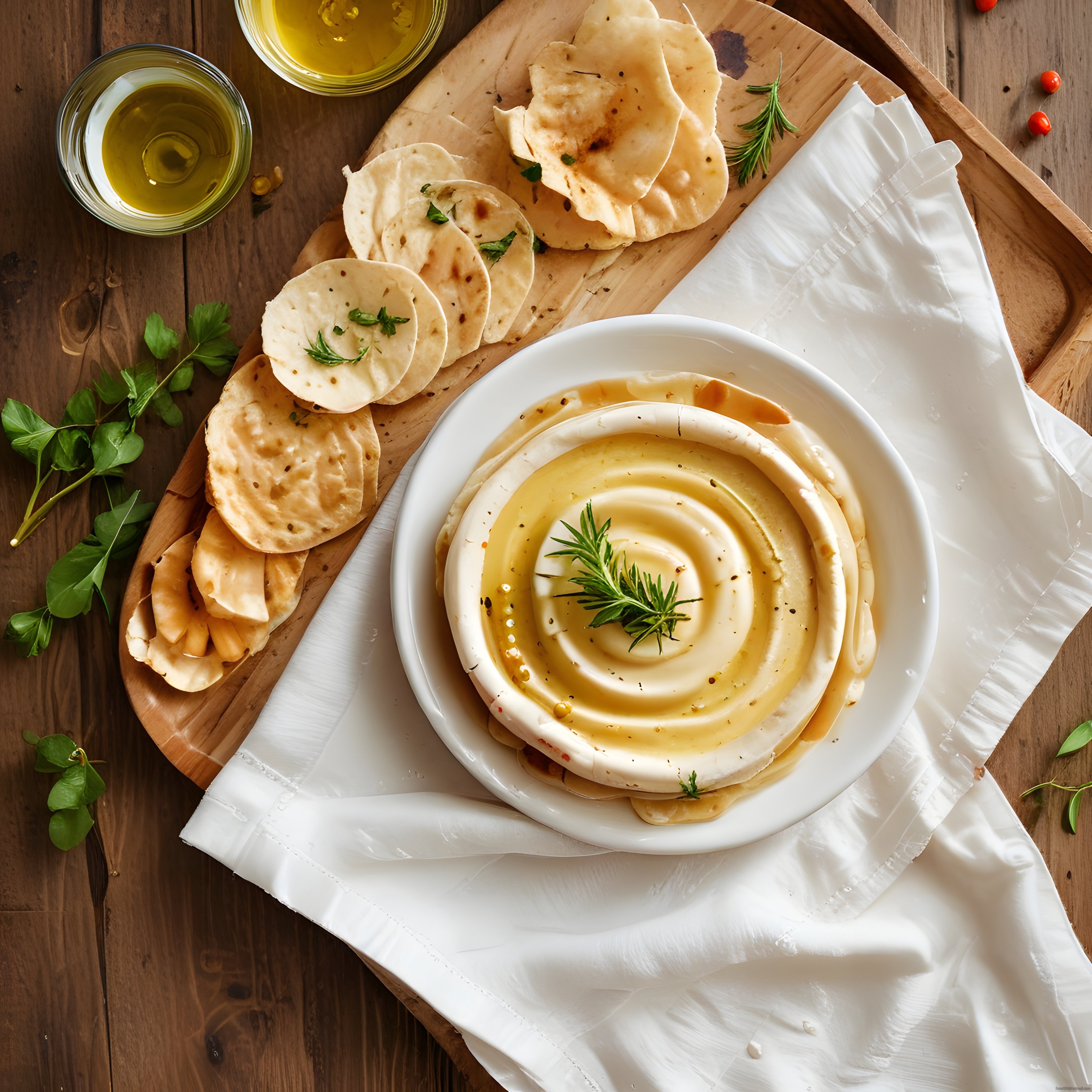 Ev Yapımı Humus ve Lavaş Cips: Zeytinyağı ile Baharatlı Akdeniz Mezesi