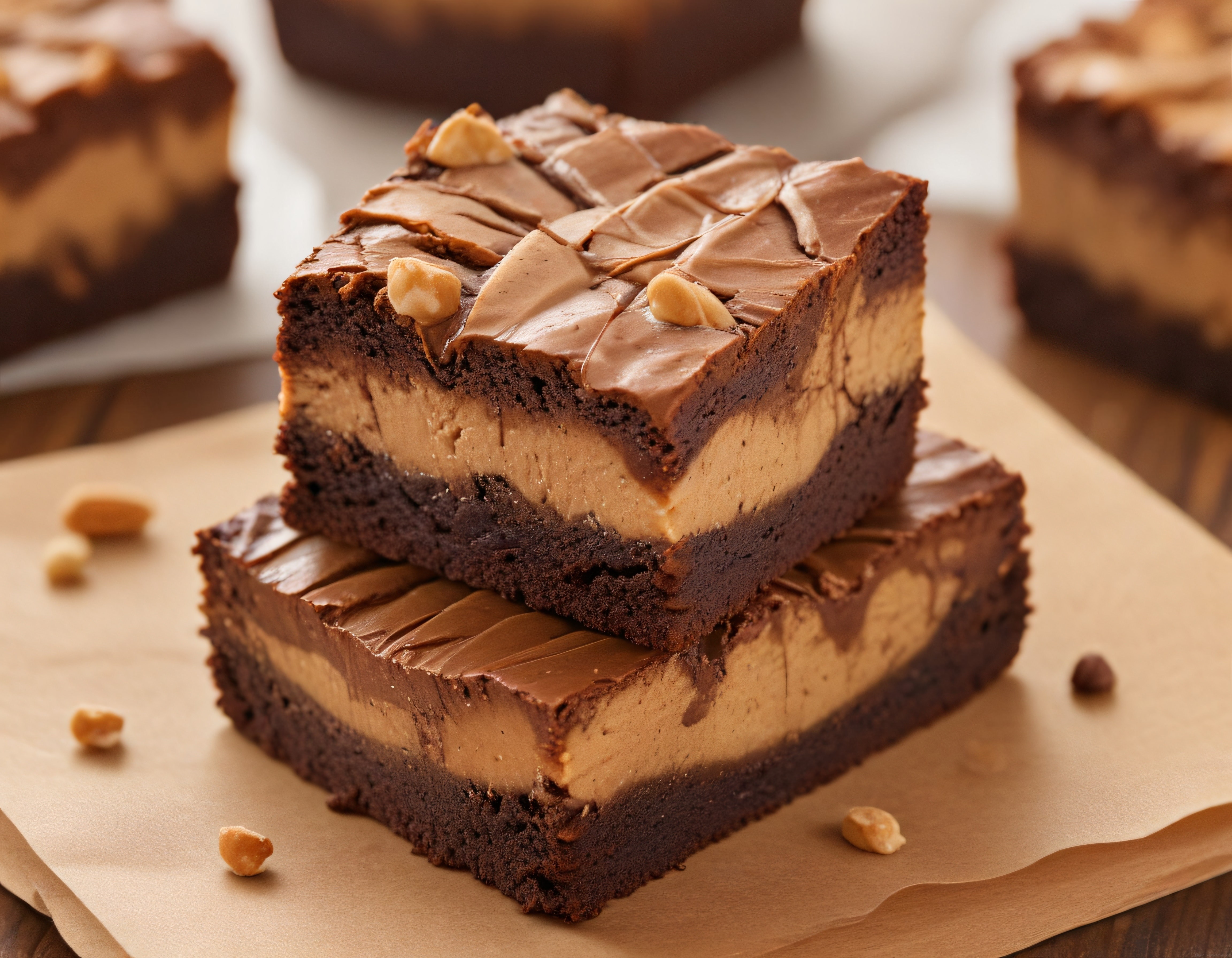 Ev Yapımı İki Katlı Brownie: Fıstık Ezmesi ve Çikolata Ganajlı Nefis Tatlı