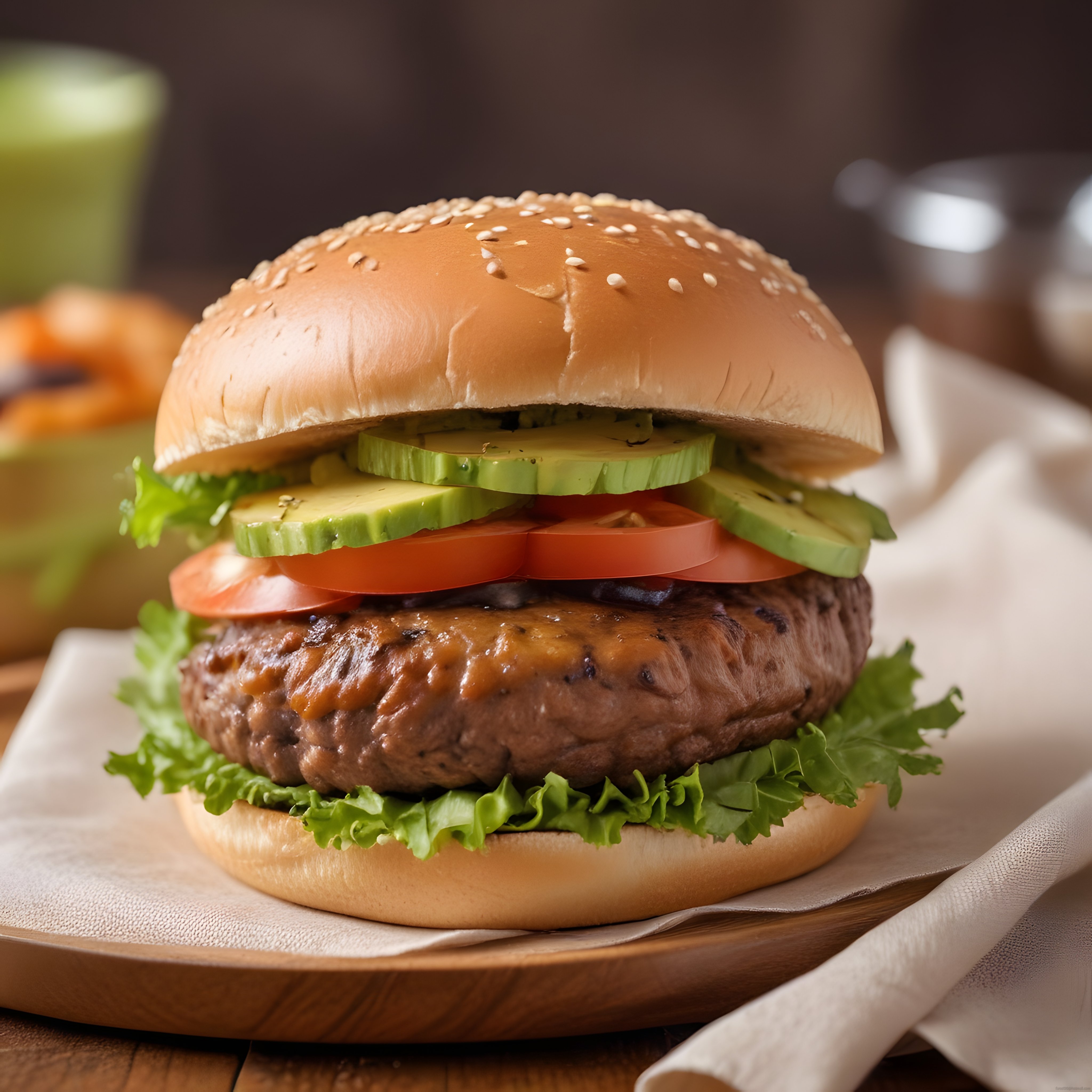 Ev Yapımı Izgara Burger: Avokadolu ve Susamlı Ekmekle Mükemmel Lezzet