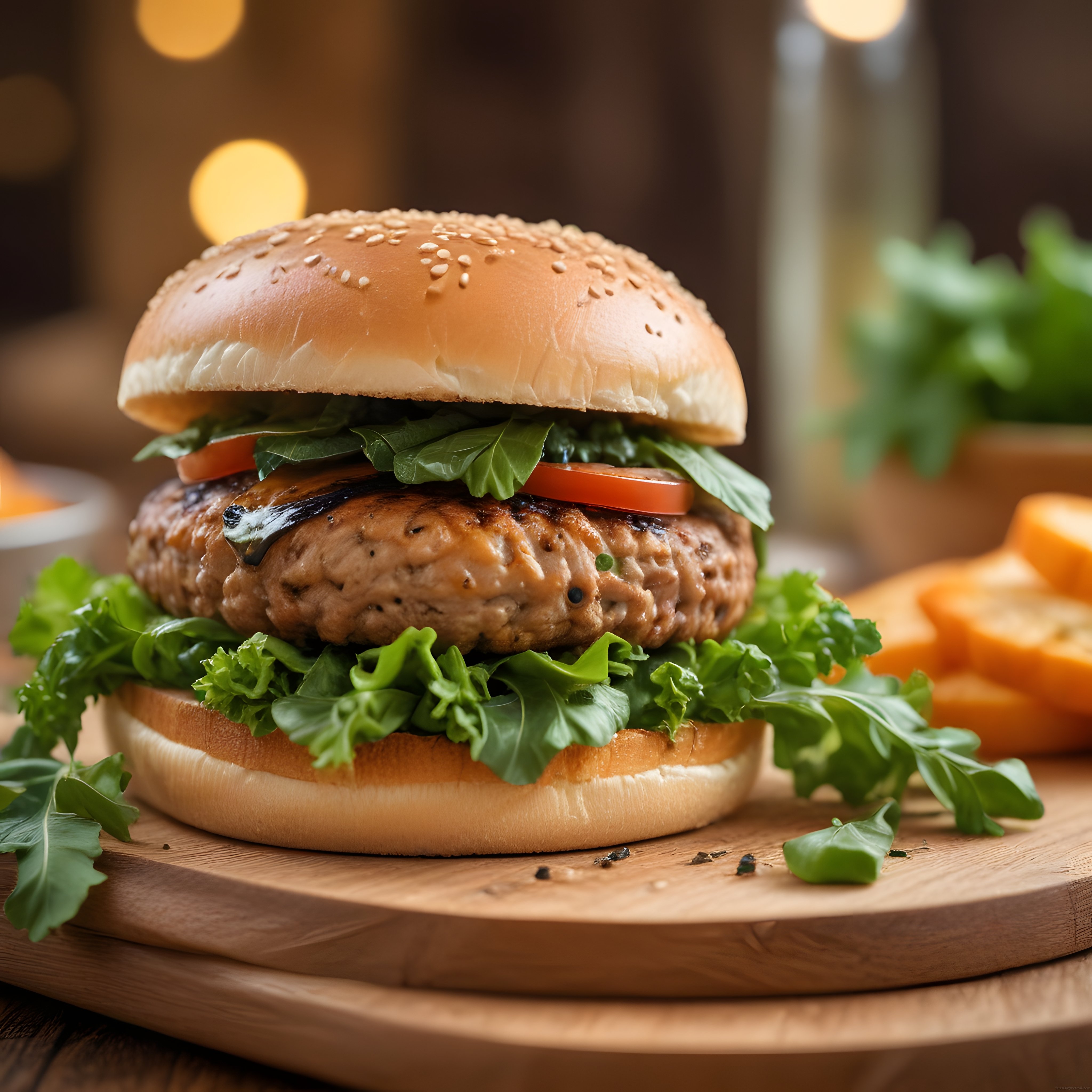Ev Yapımı Izgara Hamburger Tarifi: Susamlı Ekmek ve Taze Sebzeler