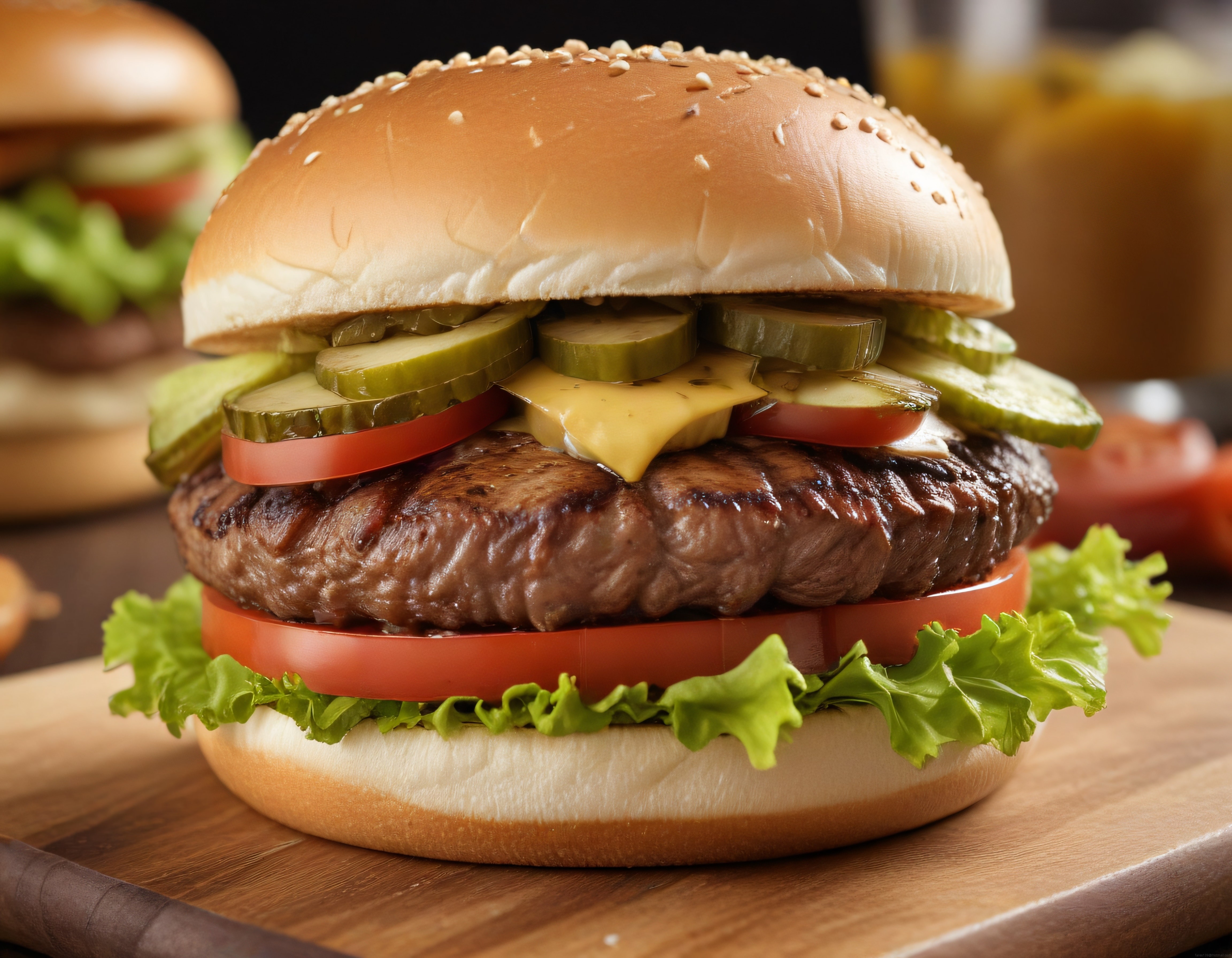Ev Yapımı Izgara Köfteli Cheeseburger Tarifi ve Taze Sebzelerle Sunum