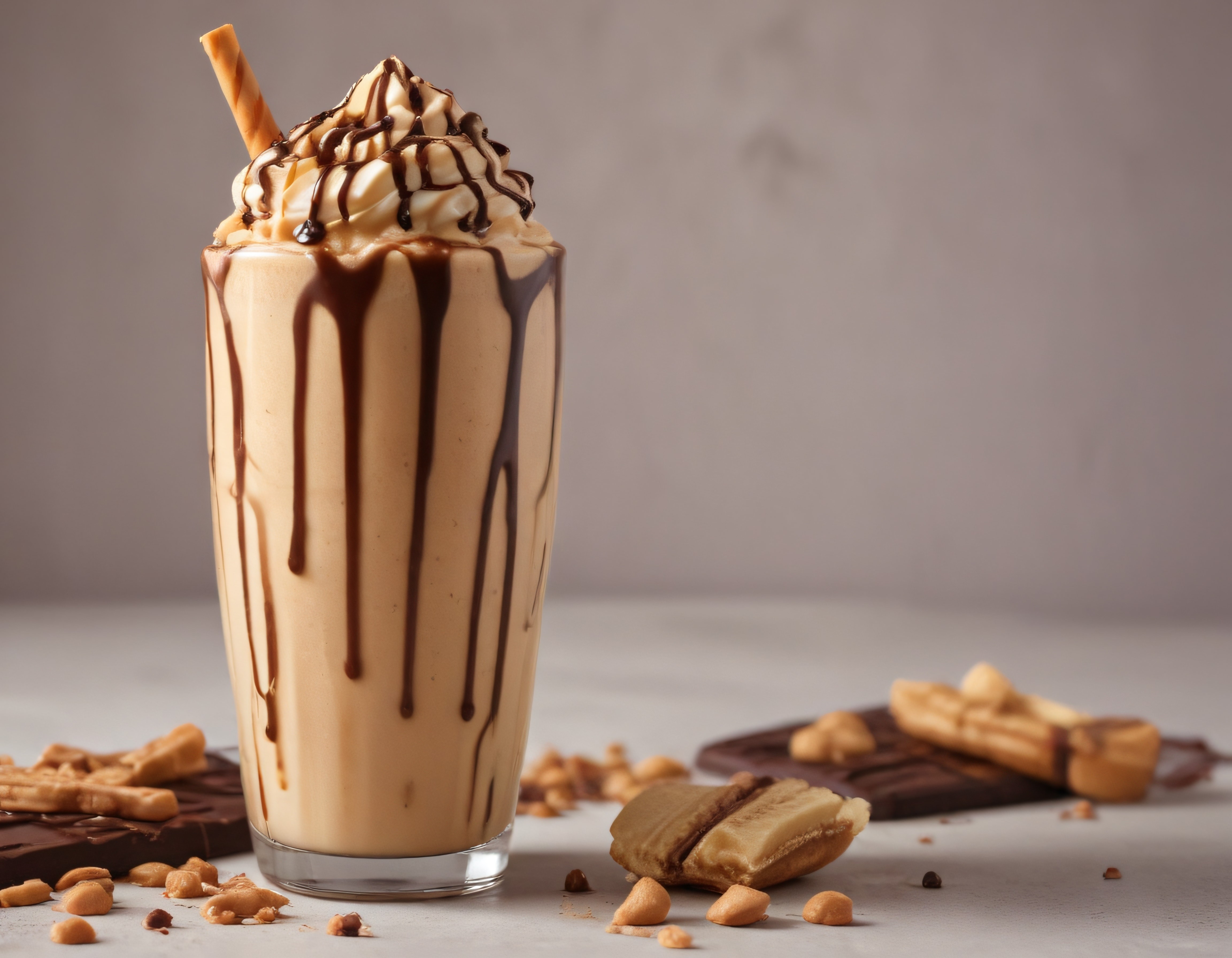 Ev Yapımı Karamel Milkshake Çikolata Sosu ve Muzlu Nefis Tatlı İçecek
