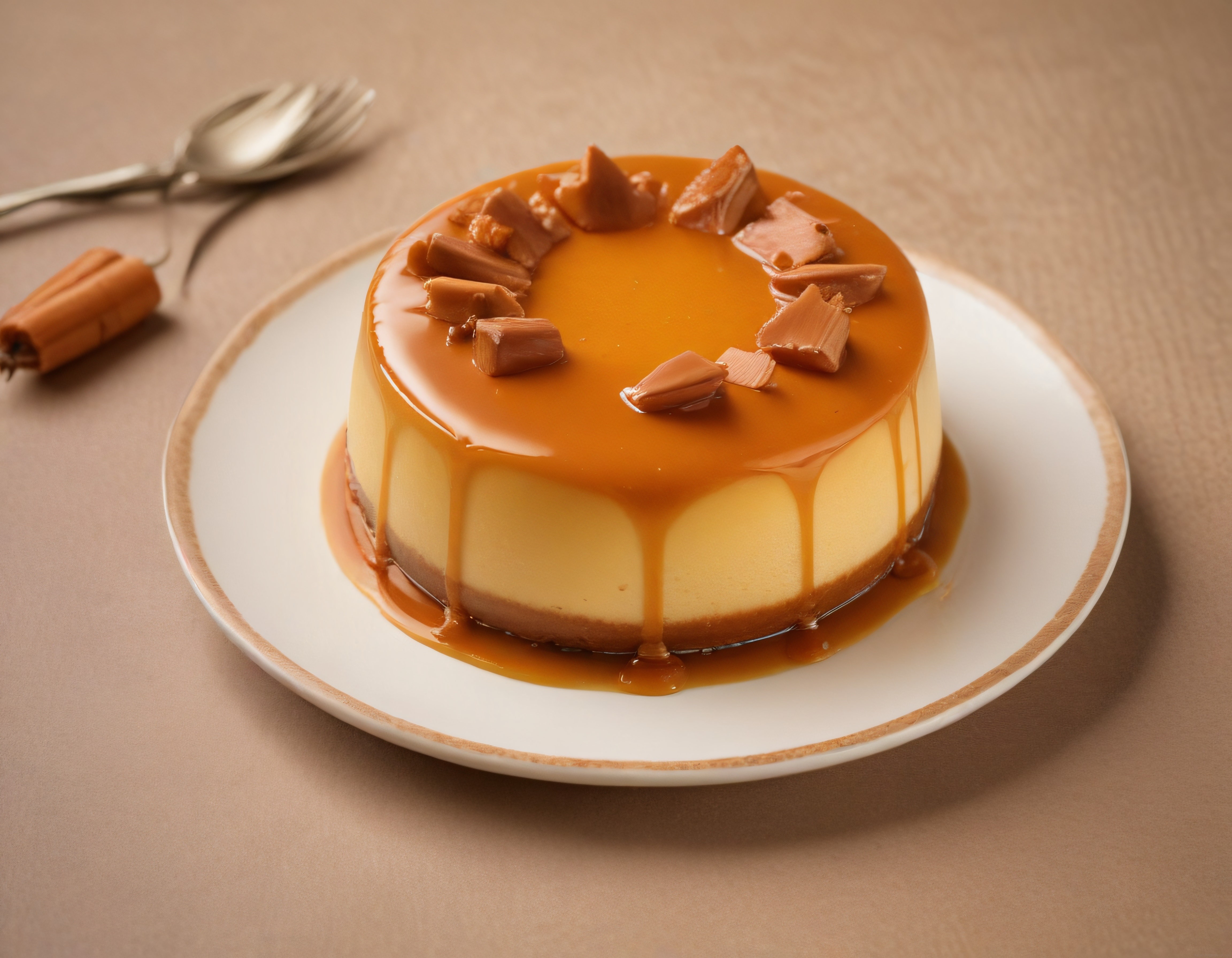 Ev Yapımı Karamel Soslu ve Çikolata Parçacıklı Cheesecake Tatlısı