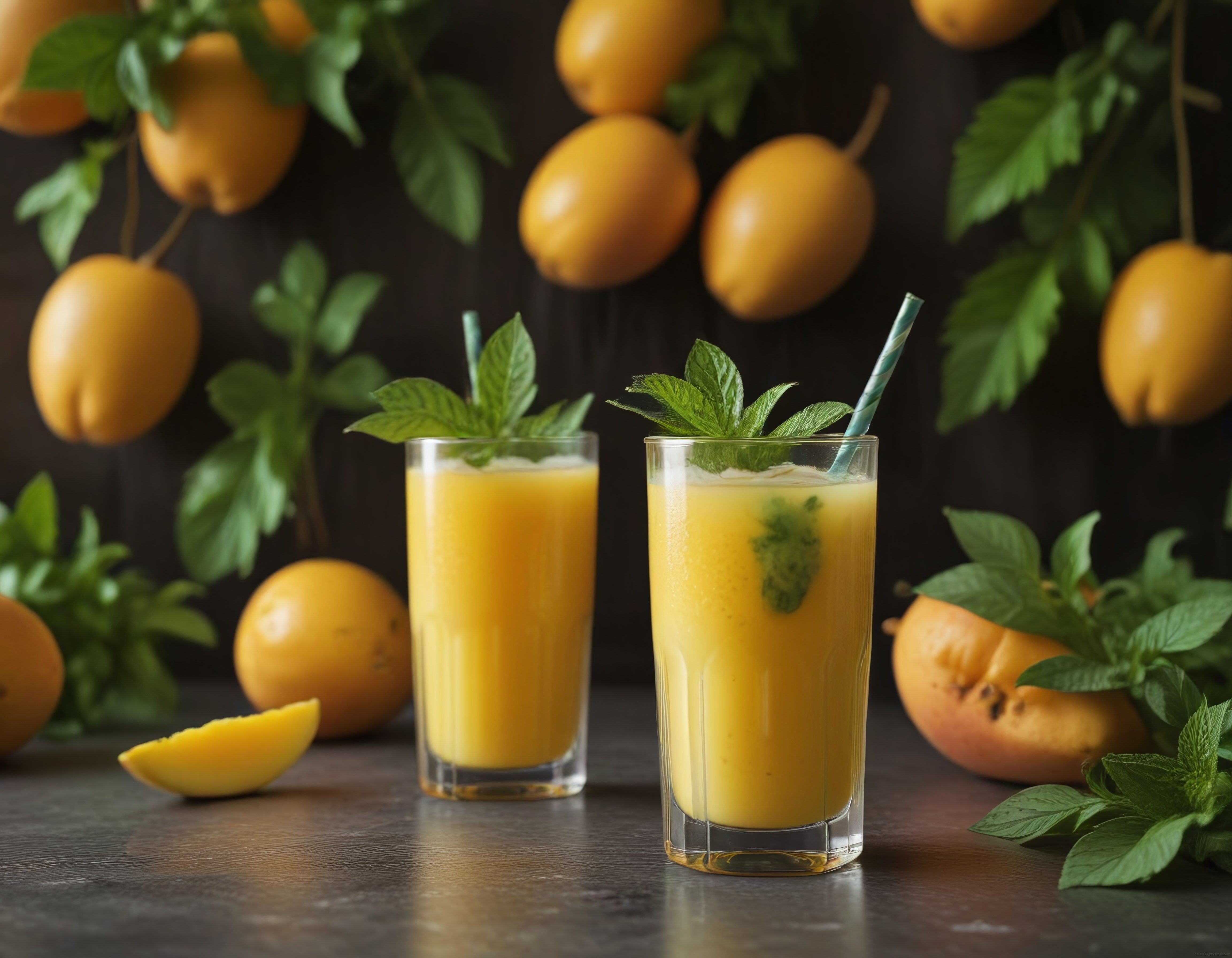 Ev Yapımı Kayısı Smoothie: Naneli Serinletici İçecek ve Meyve Sunumu