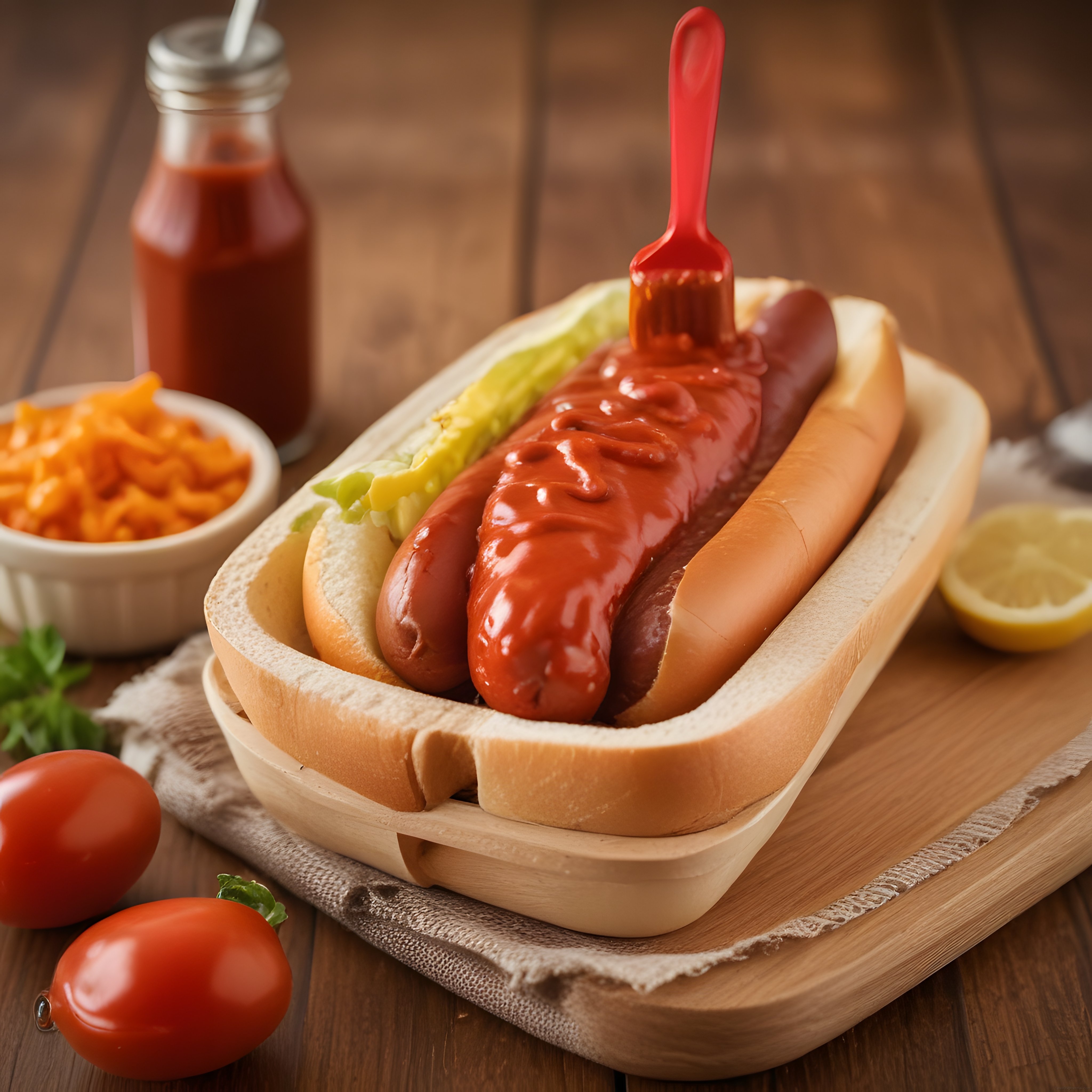 Ev Yapımı Klasik Hot Dog: Bol Ketçaplı Sosis ve Taze Garnitürler