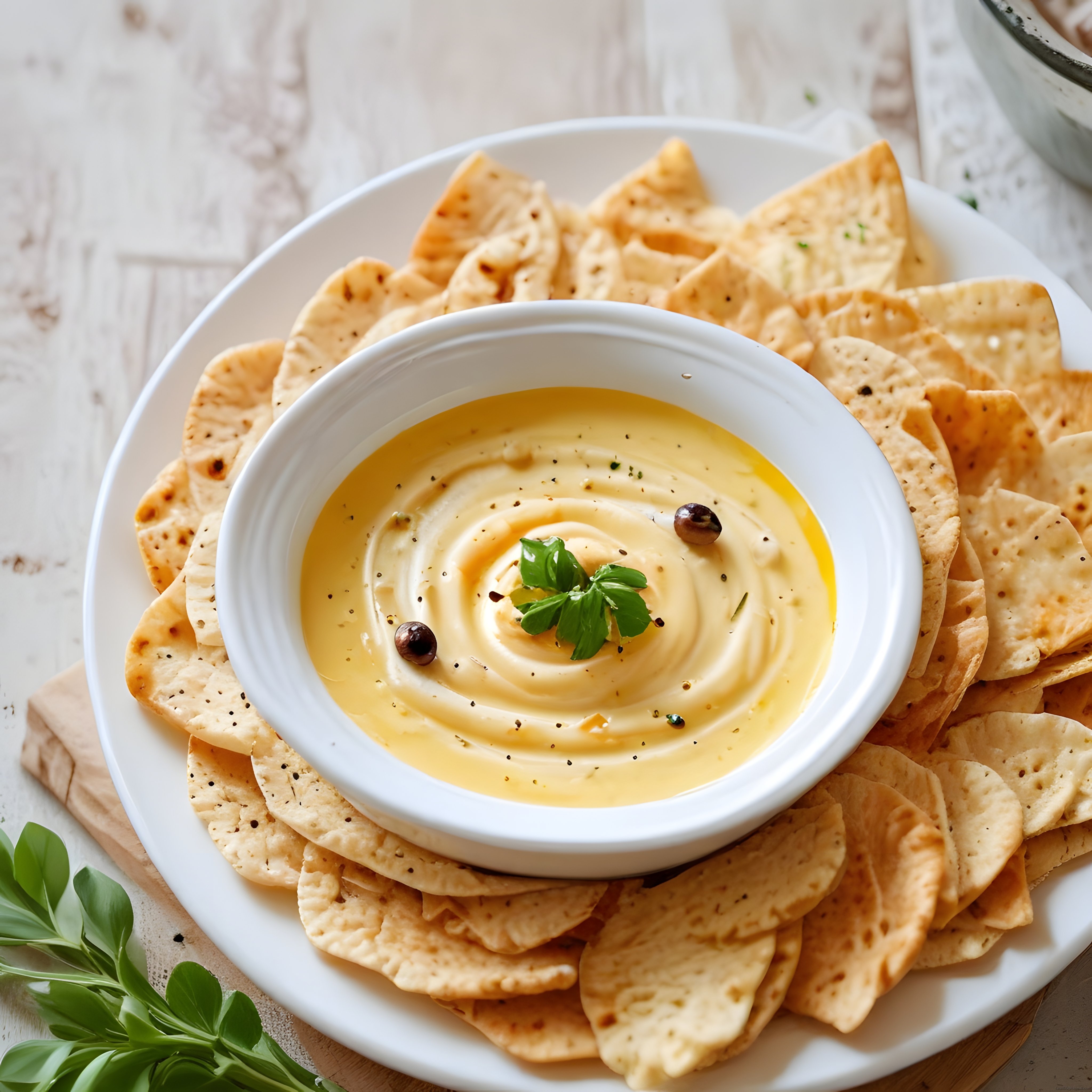 Ev Yapımı Krem Humus ve Çıtır Pita Cipsi ile Sağlıklı Atıştırmalık