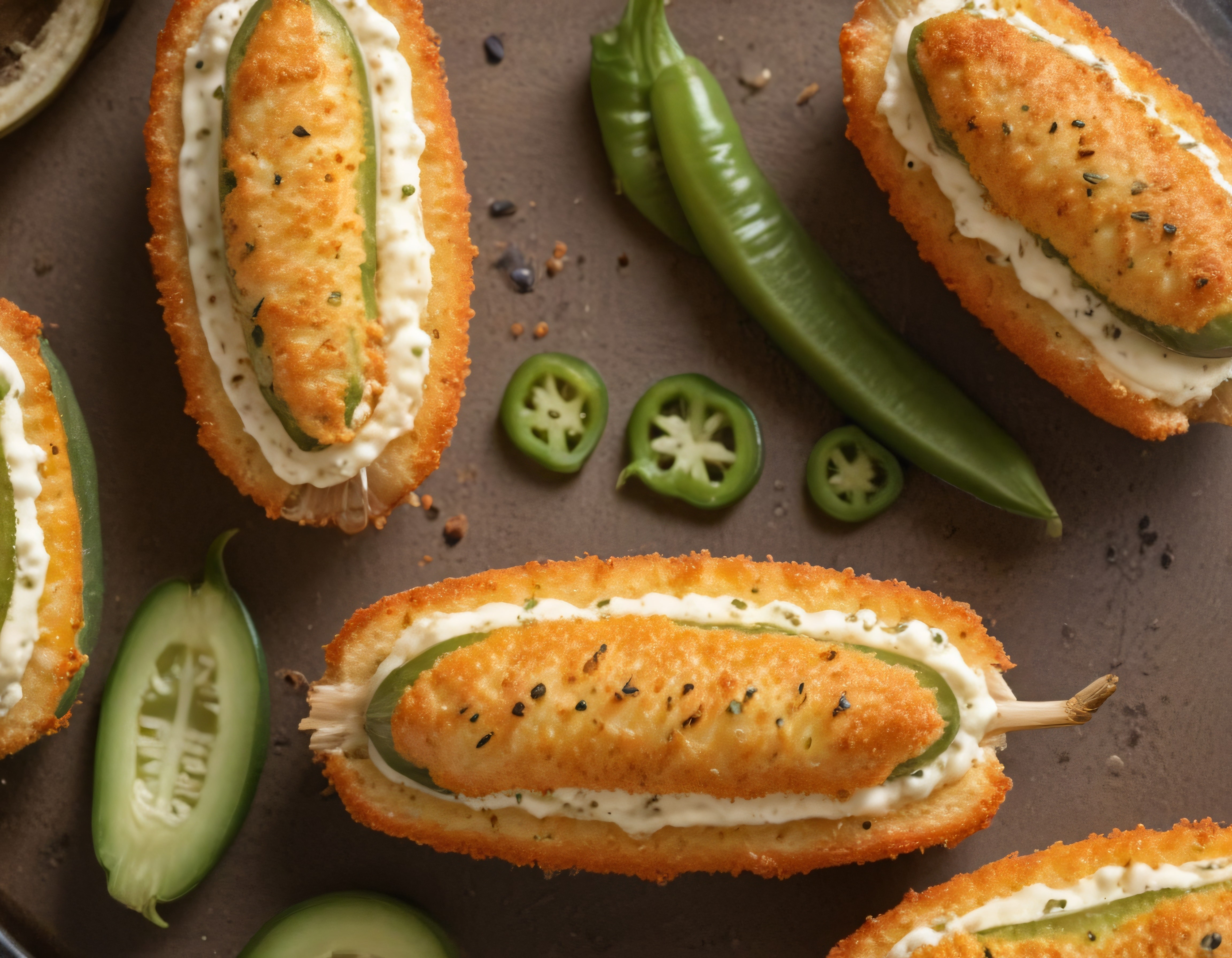 Ev Yapımı Krem Peynir Dolgulu Galeta Unlu Çıtır Jalapeno Popper Atıştırmalık