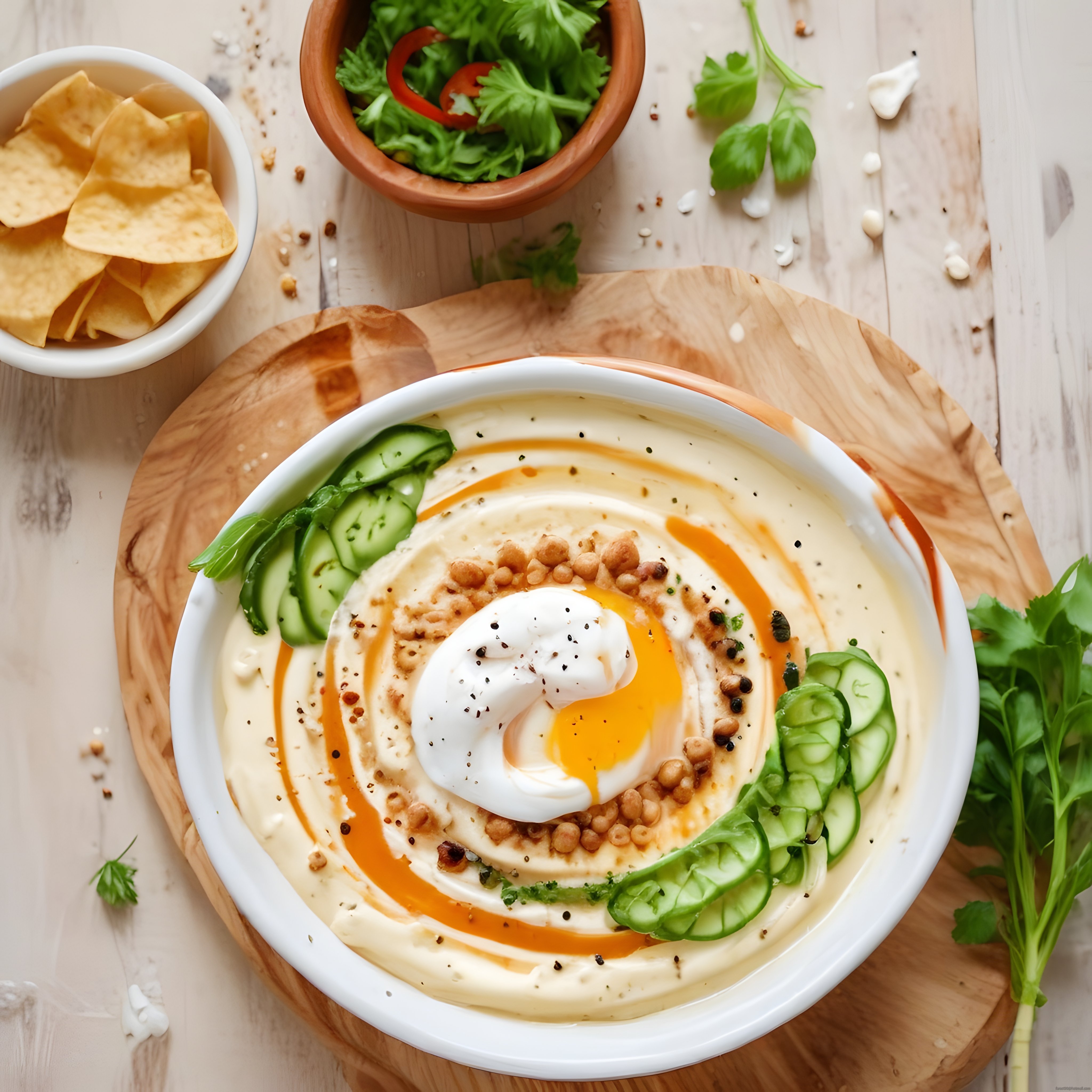 Ev Yapımı Kremalı Humus Tarifi: Tereyağlı ve Salatalıklı Nefis Sunum