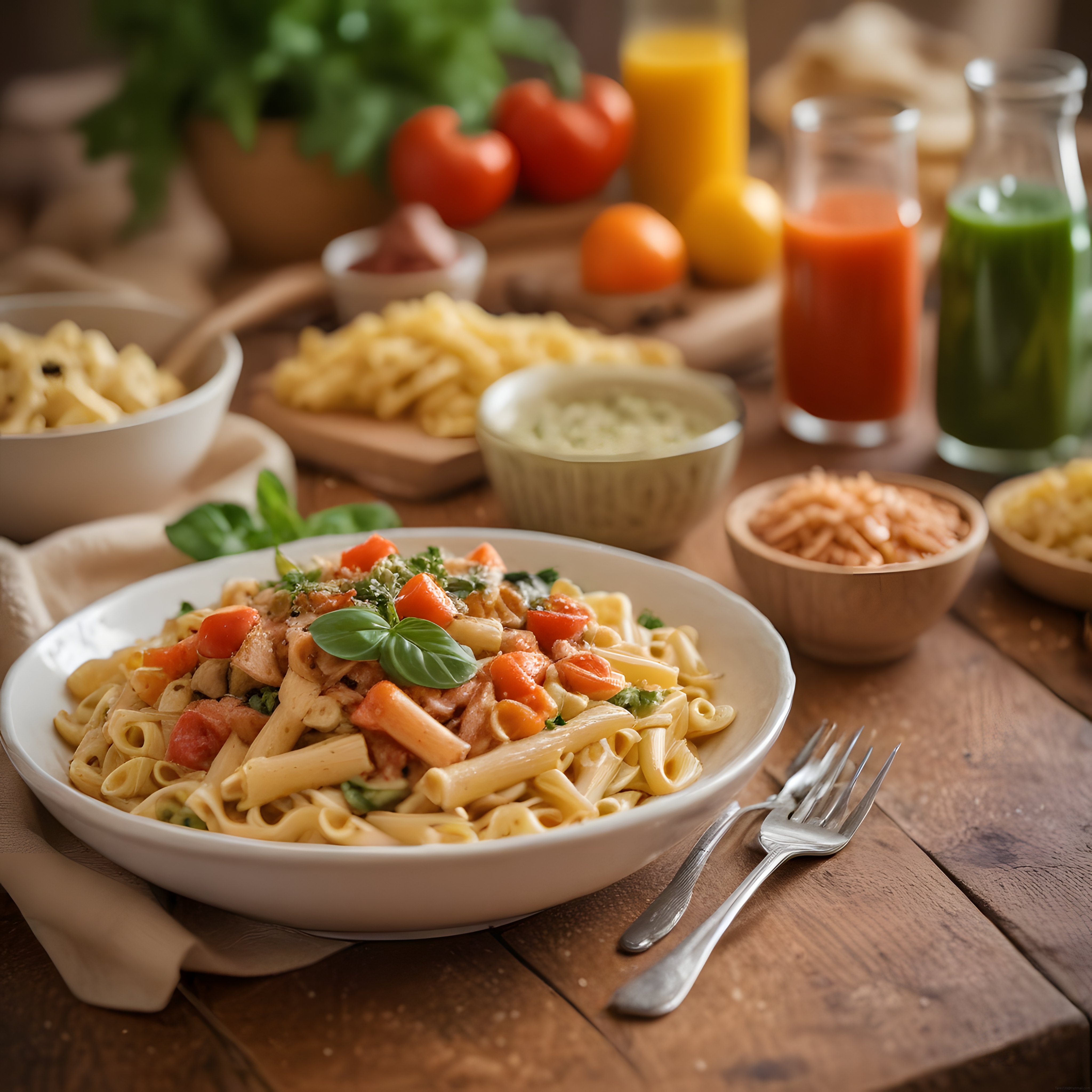 Ev Yapımı Kremalı Penne Makarna Tarifi ve Taze Malzemelerden Rustik Sunum