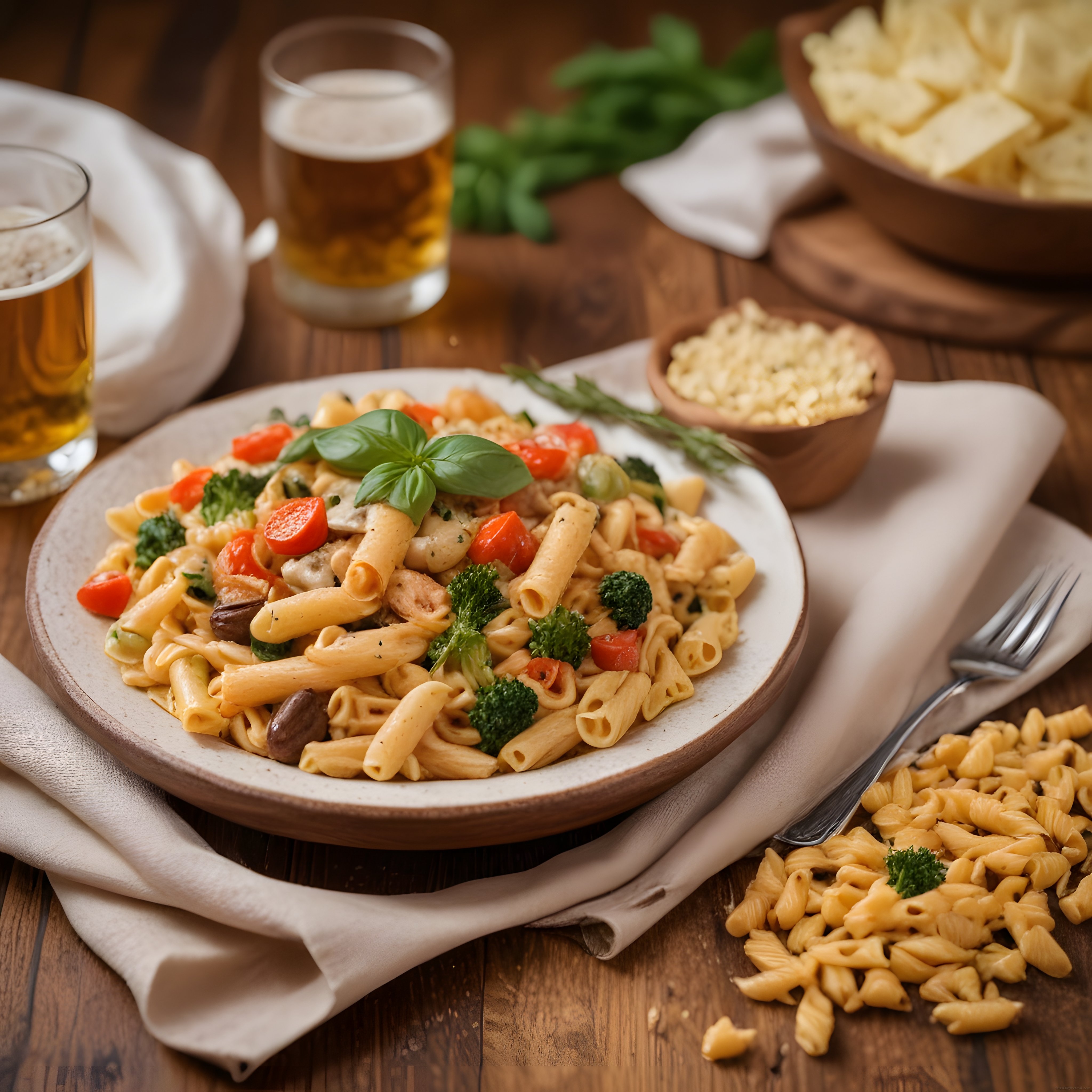 Ev Yapımı Kremalı Tavuklu Sebzeli Penne Makarna Tarifi ve Sunum Fikirleri
