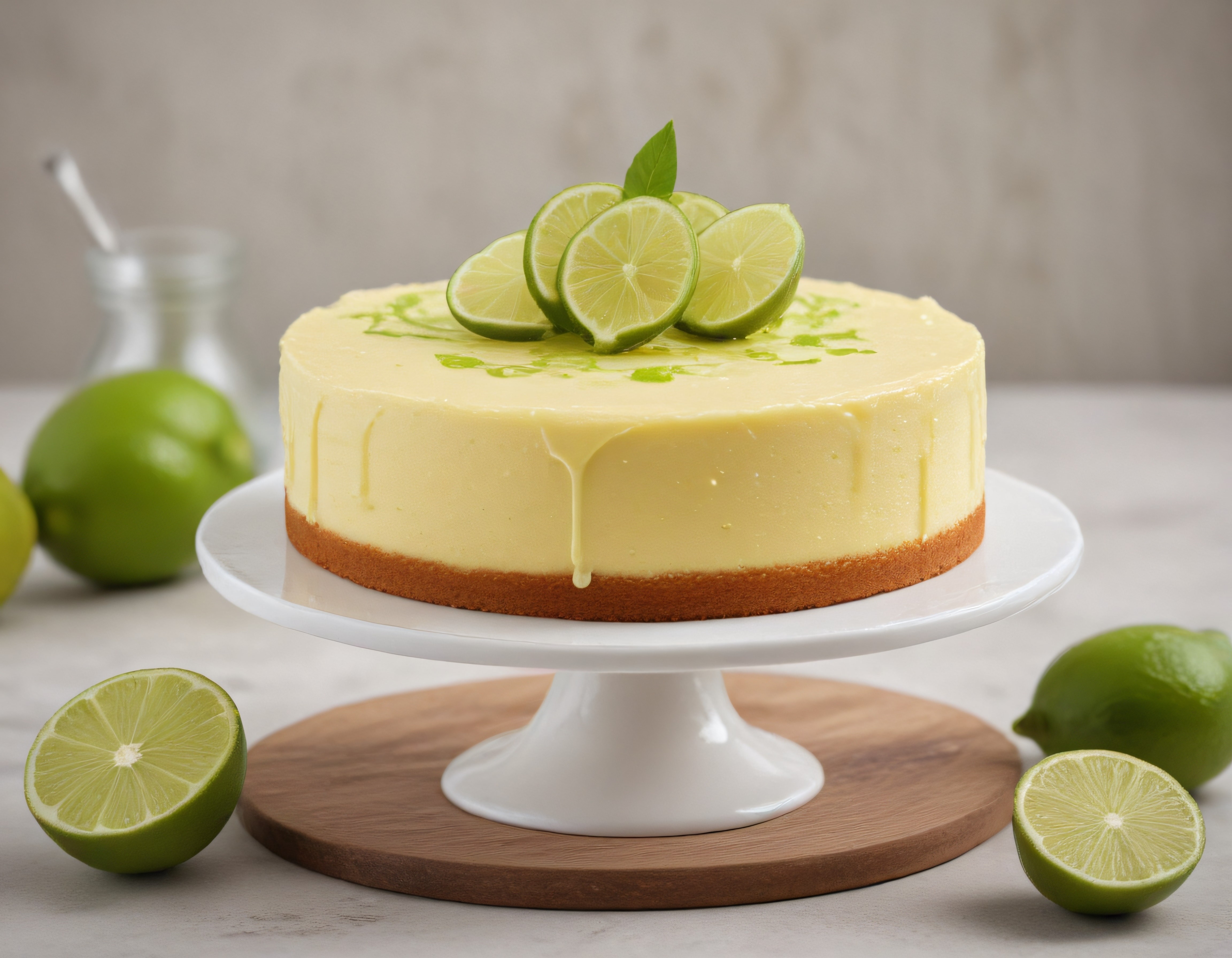 Ev Yapımı Lime Cheesecake: Fırınsız Limonlu Kremalı Pasta Sunumu
