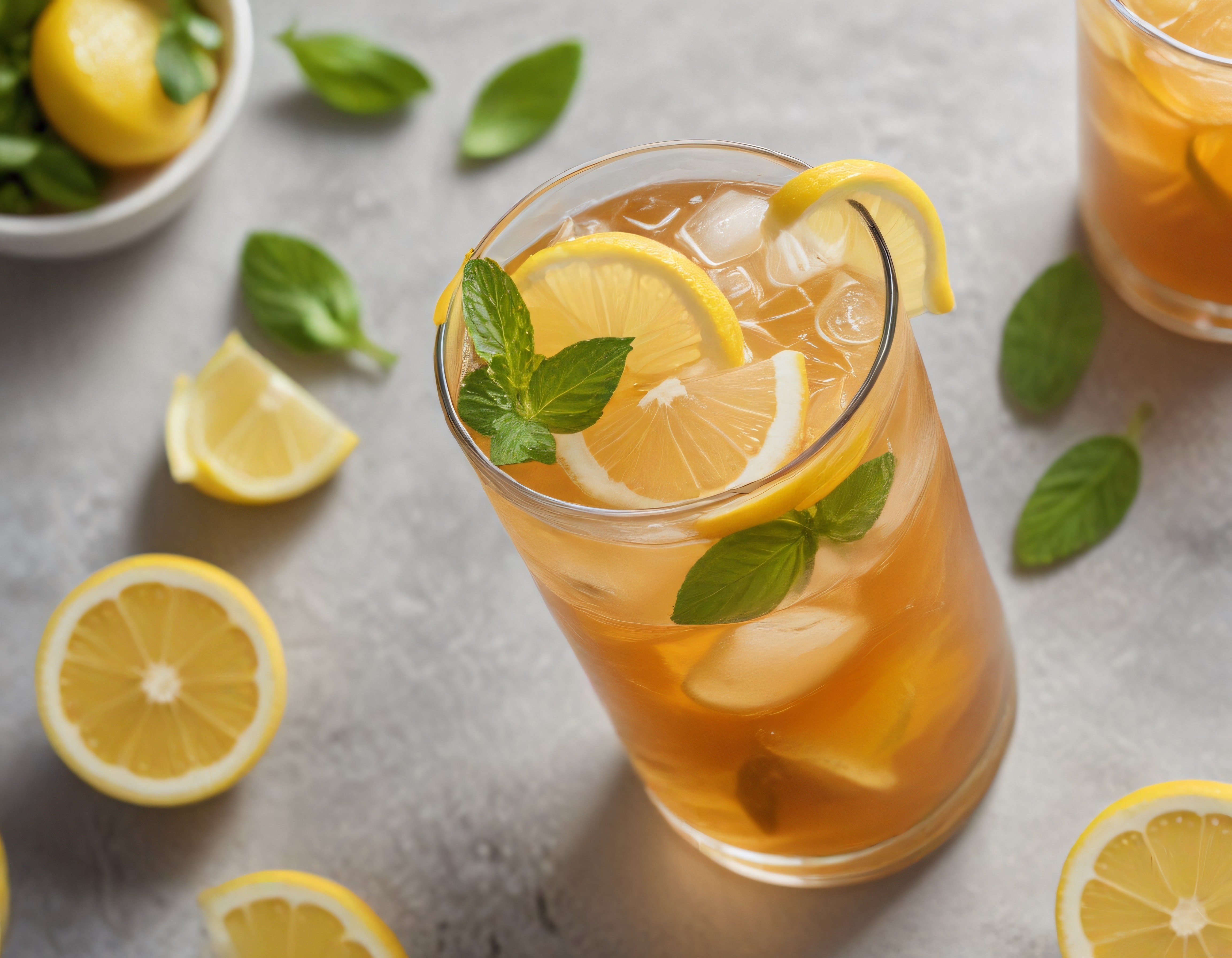 Ev Yapımı Limonlu ve Naneli Serinletici Buzlu Çay Tarifi ile Sunum