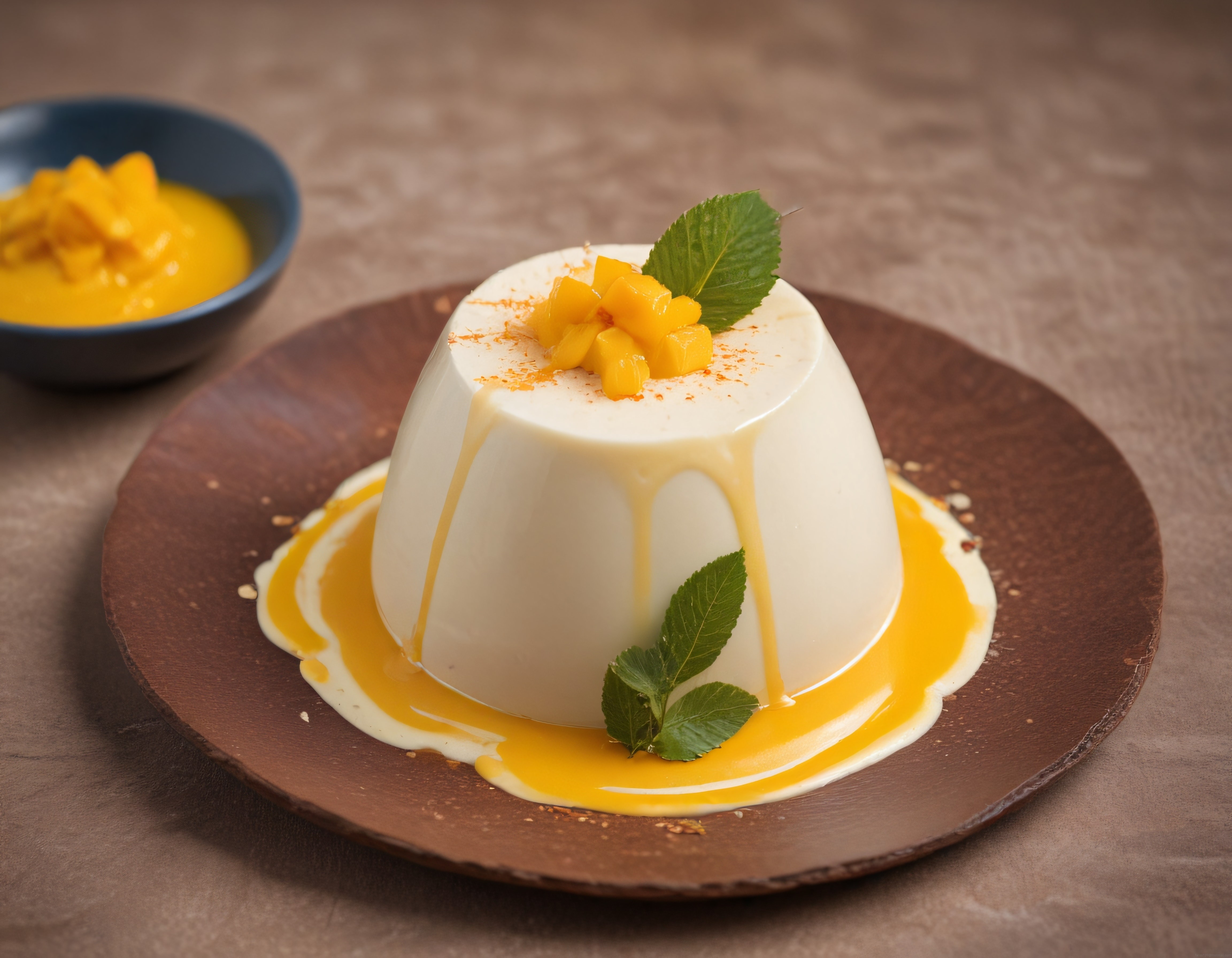 Ev Yapımı Mango Soslu Panna Cotta: Tropikal Kremalı İtalyan Tatlı Sunumu