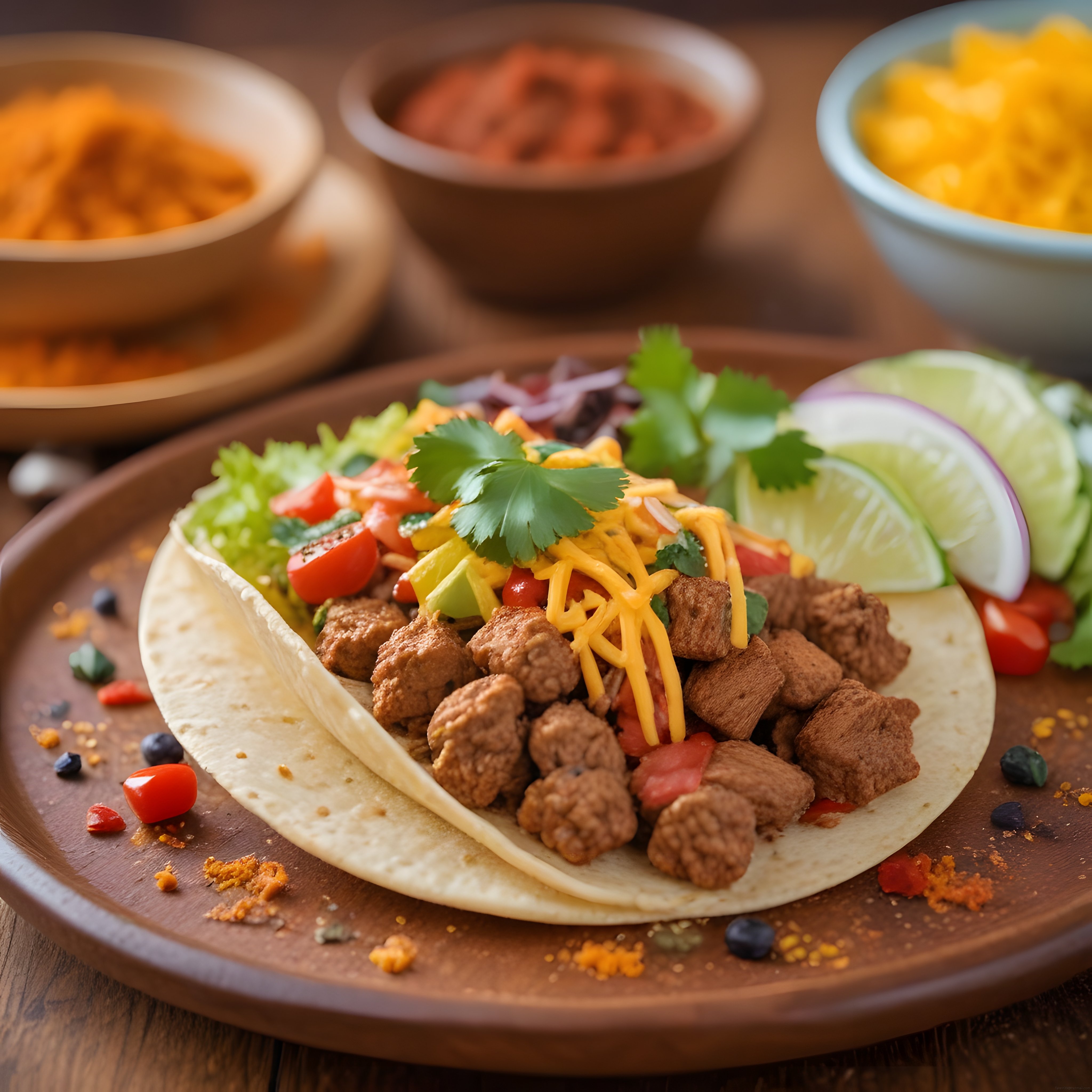 Ev Yapımı Meksika Taco: Et, Peynir, Avokado ve Taze Kişniş Sokak Lezzeti