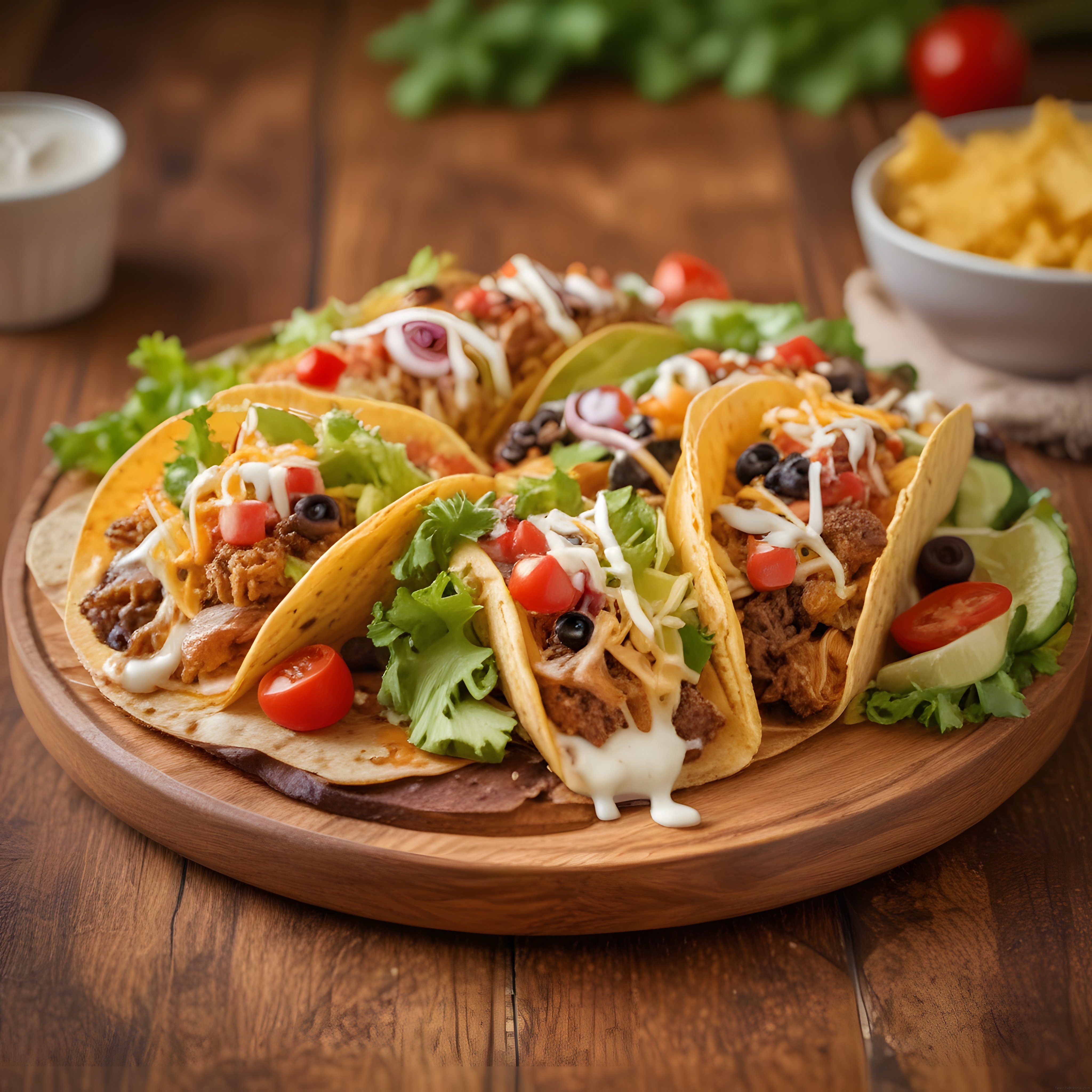 Ev Yapımı Meksika Tacos, Taze Malzemeler ve Nachos ile Mükemmel Sunum