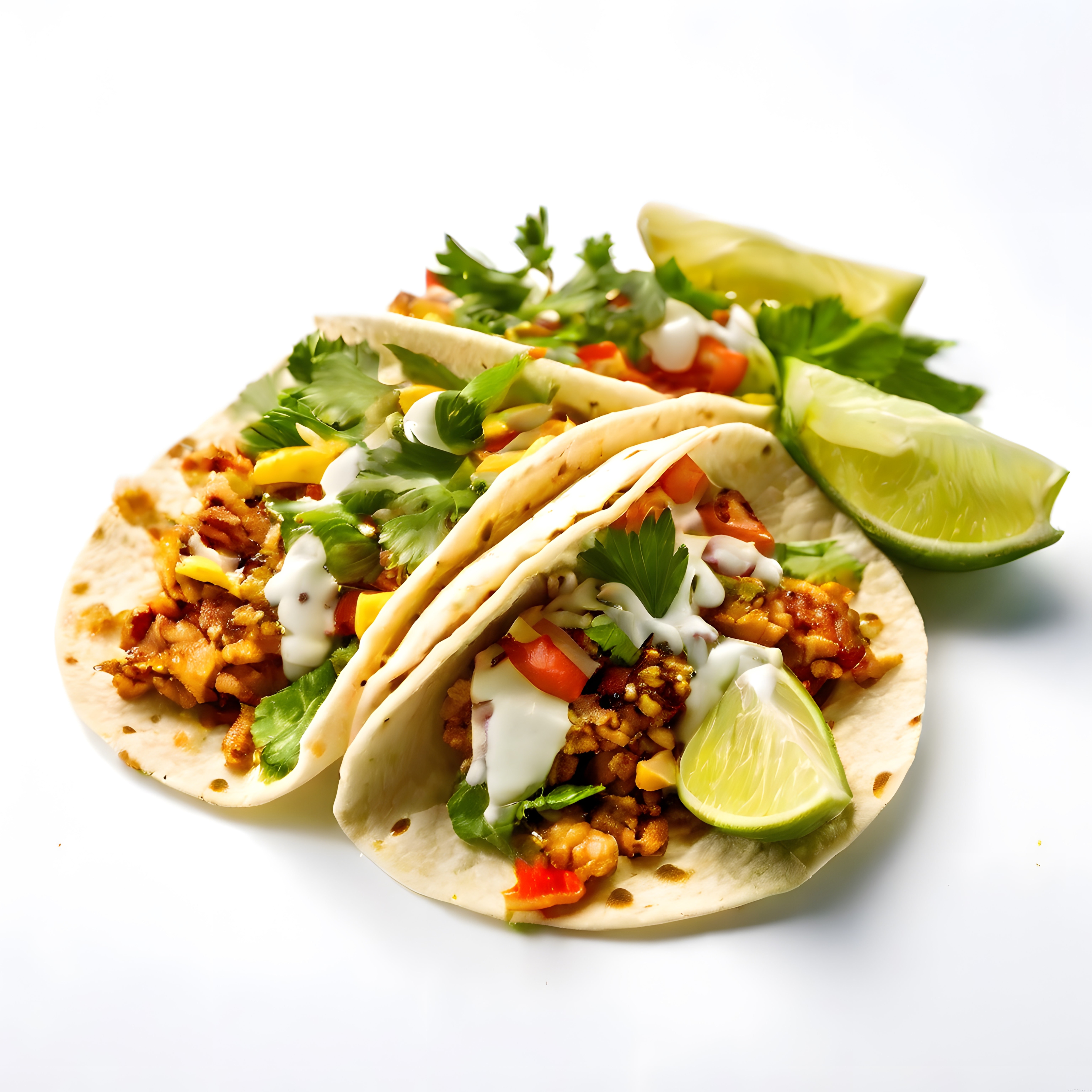 Ev Yapımı Meksika Usulü Tavuklu Taco ve Taze Lime Sos ile Lezzetli Sunum