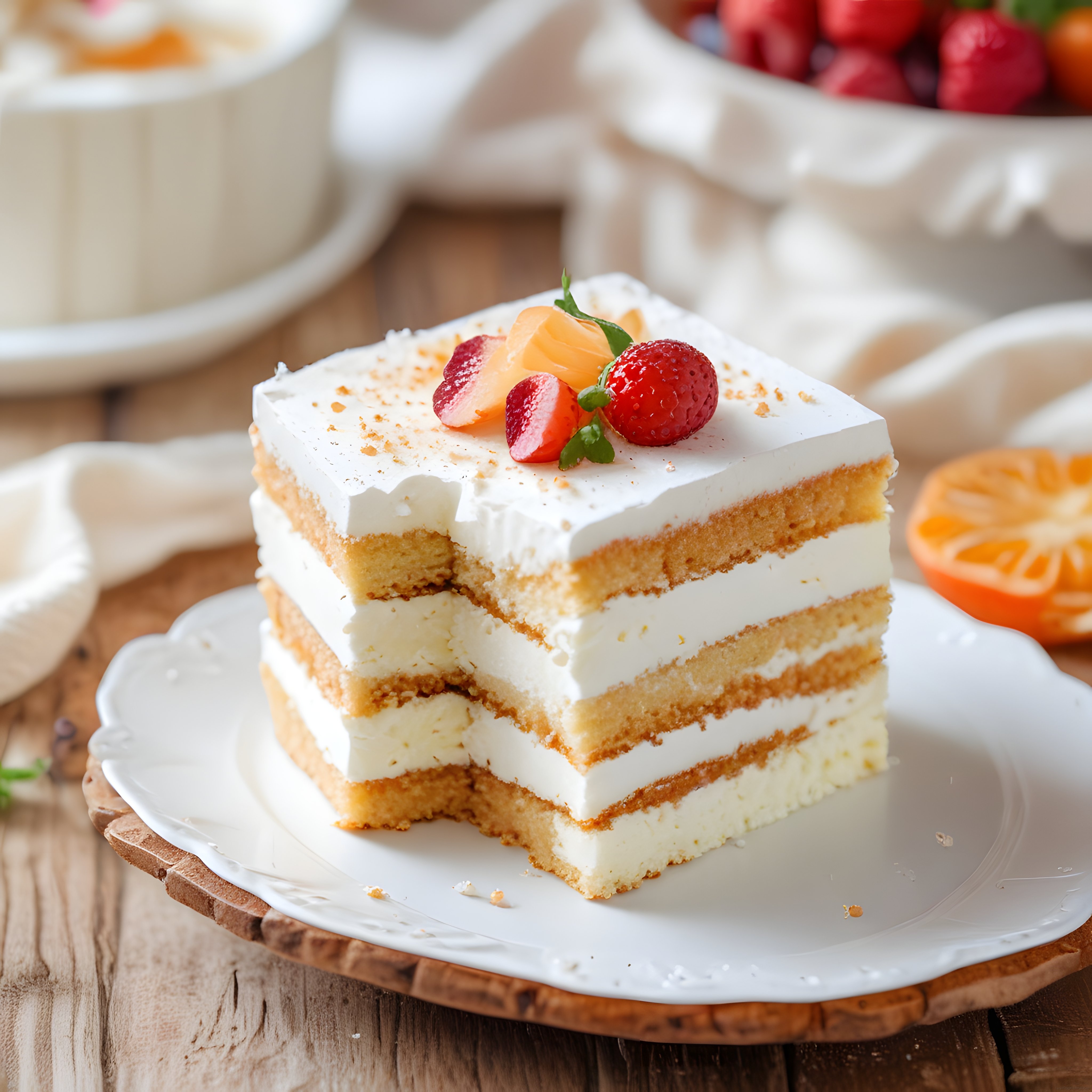 Ev Yapımı Meyveli Katlı Pasta: Yumuşak Kek ve Krema Katmanlarıyla Lezzetli Tatlı