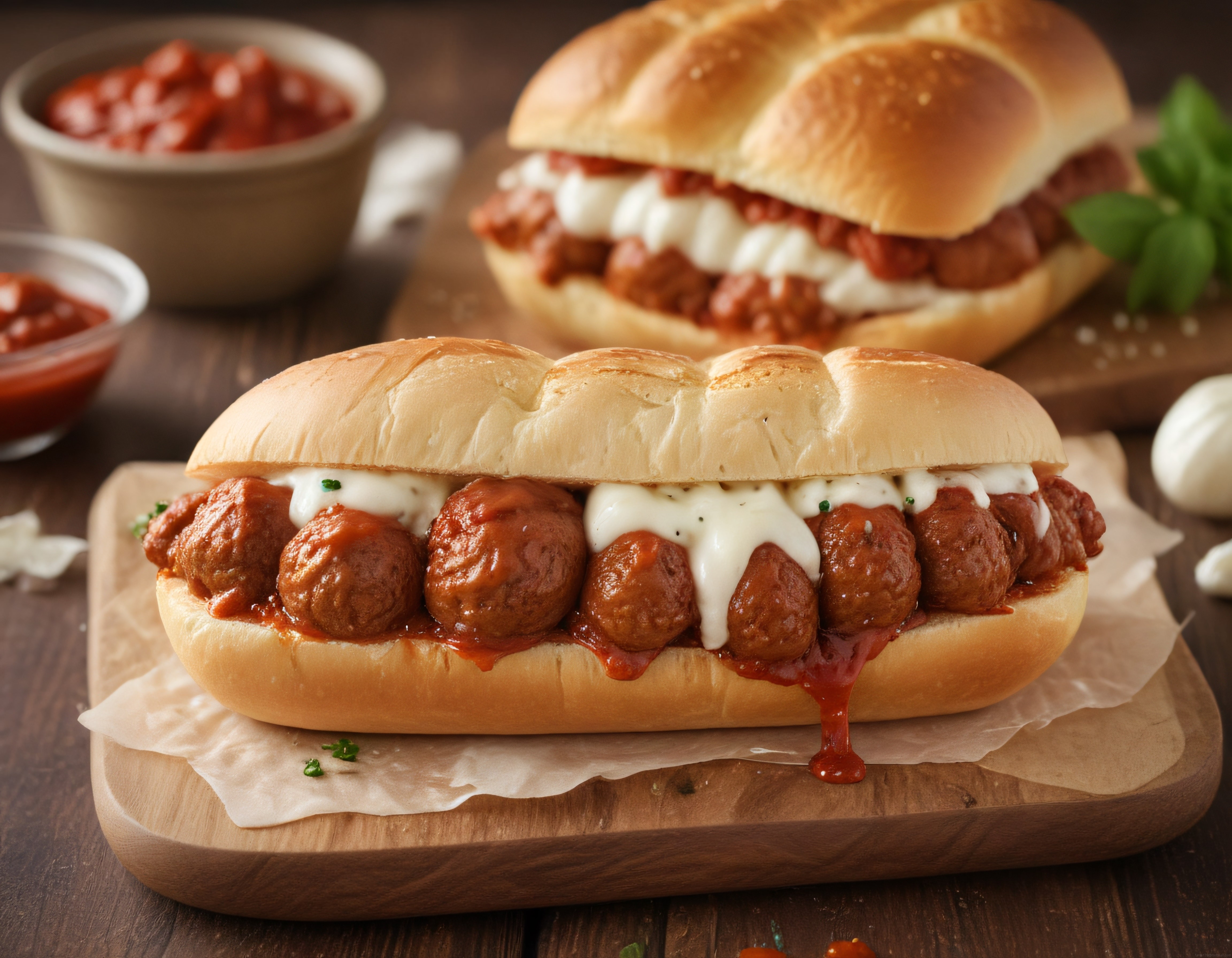 Ev Yapımı Mozzarella Peynirli ve Domates Soslu İtalyan Köfte Sandviç