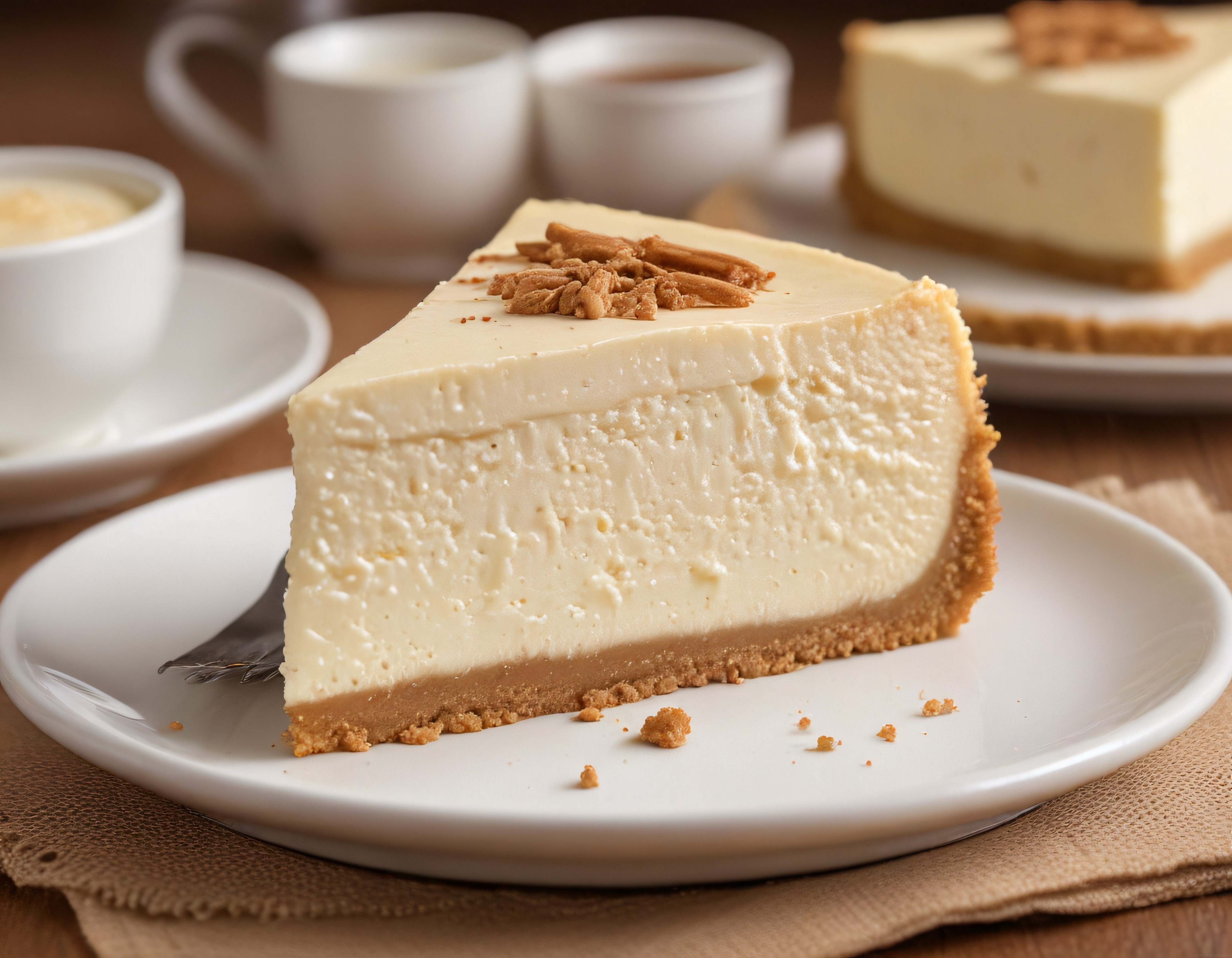 Ev Yapımı New York Cheesecake Dilimi ve Kahve ile Nefis Tatlı Sunumu