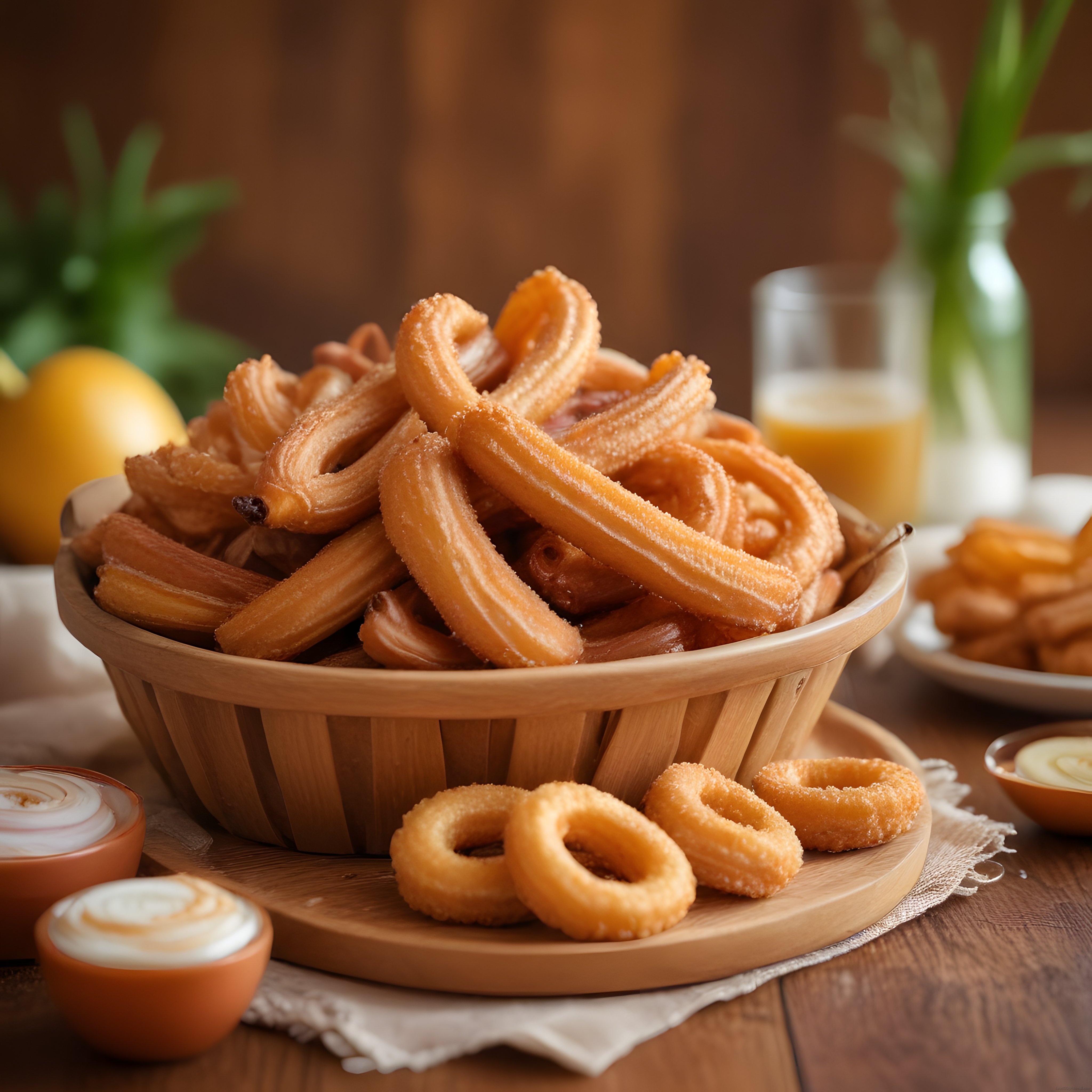 Ev Yapımı Şekerli Churros ve Halka Tatlı: Sıcak Kahvaltı Masası Sunumu