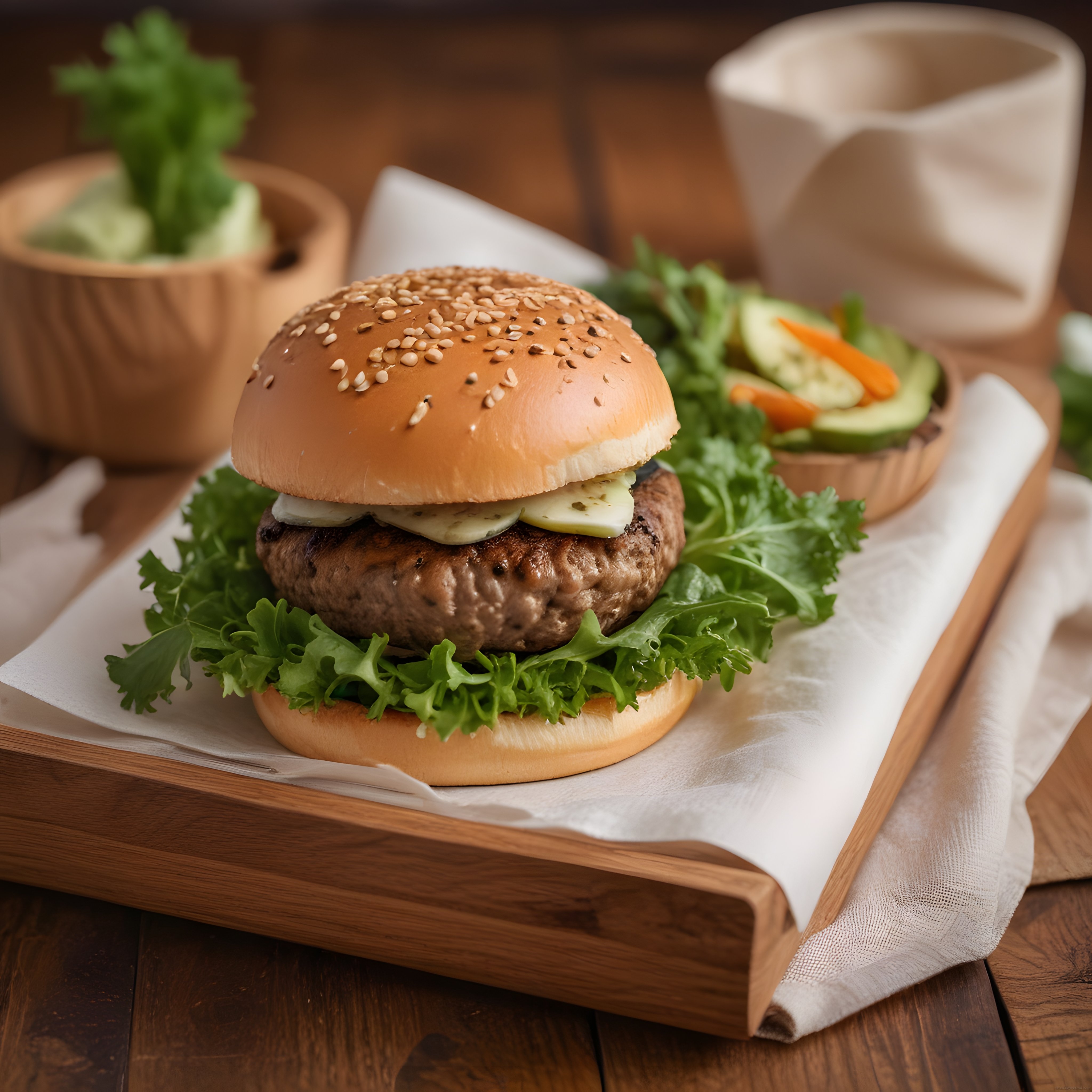 Ev Yapımı Susamlı Hamburger: Izgara Köfte ve Taze Yeşilliklerle Nefis Sunum