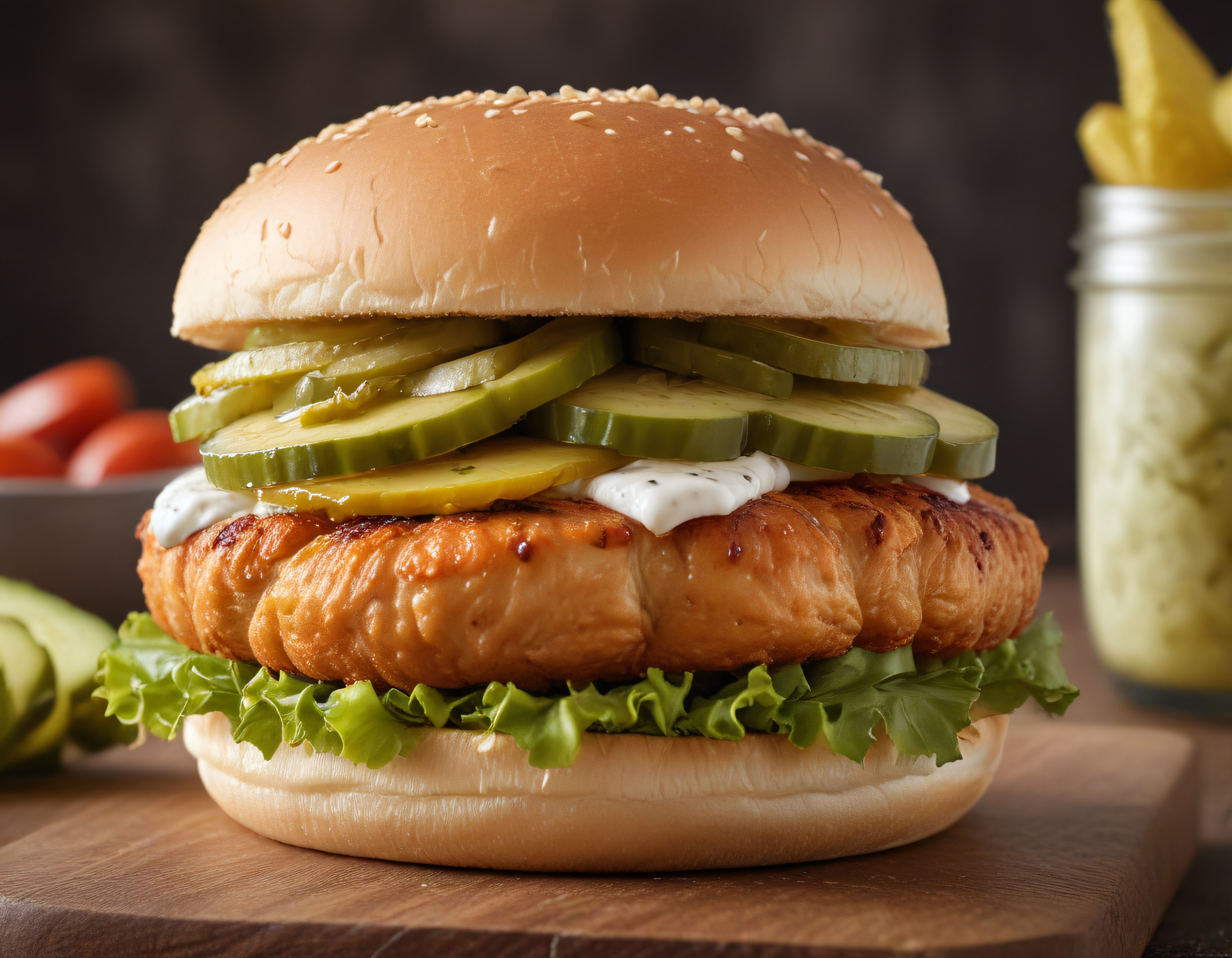 Ev Yapımı Tavuk Burger, Turşu ve Kızarmış Patates ile Lezzet Şöleni