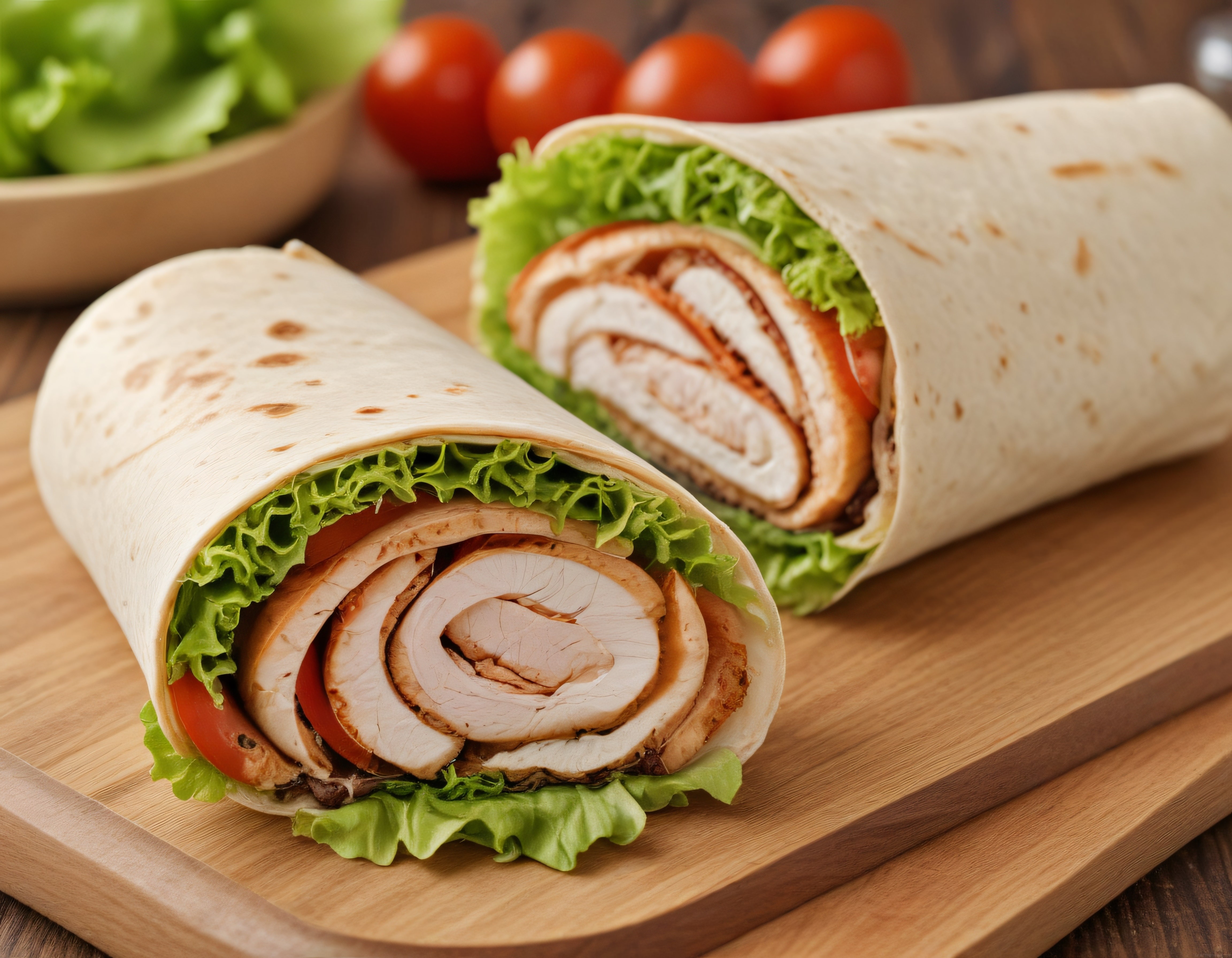 Ev yapımı tavuk wrap dürüm tarifi: taze marul ve domates ile besleyici öğün