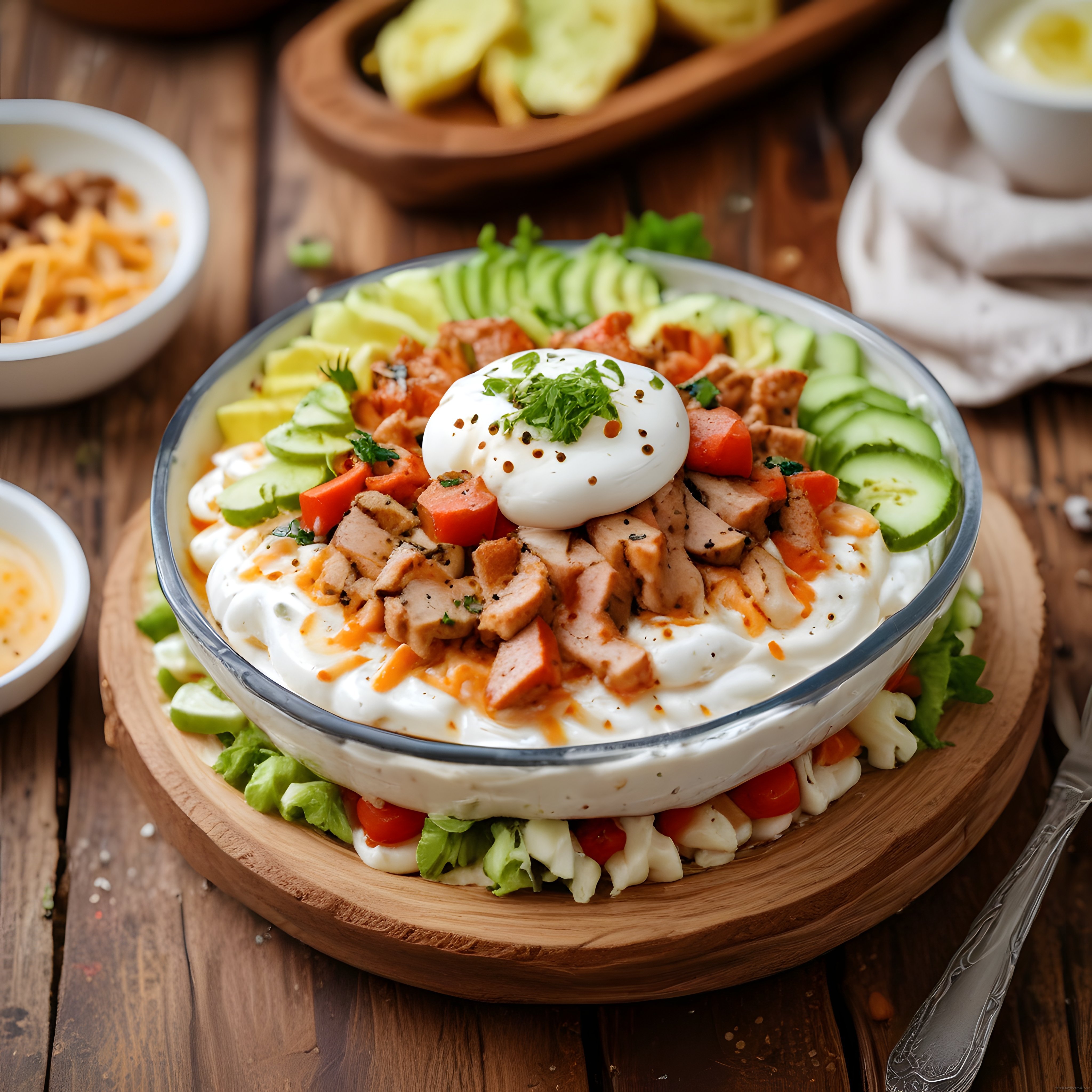 Ev Yapımı Tavuklu Avokadolu Yumurtalı Sağlıklı Kase Salata Tarifi