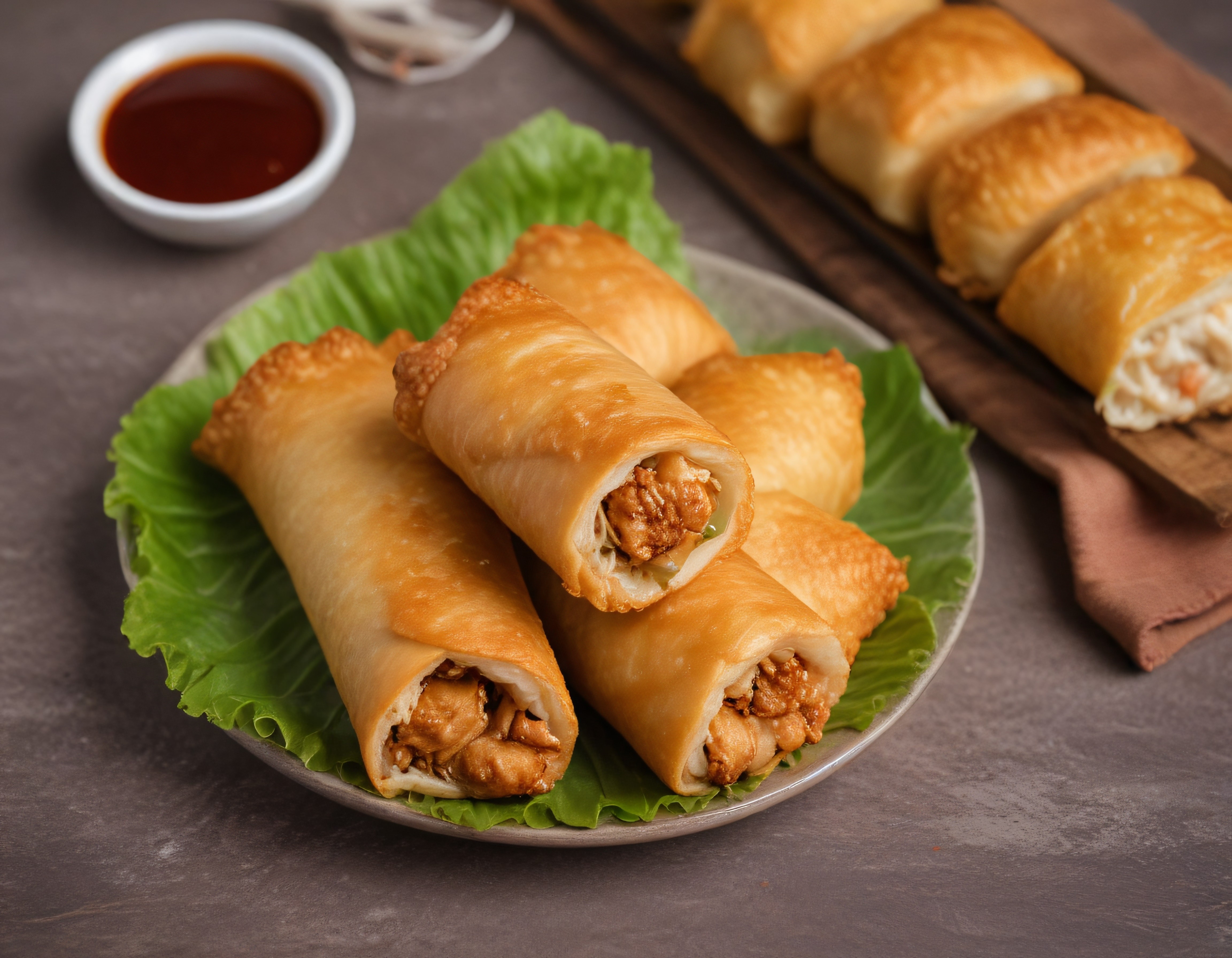 Ev Yapımı Tavuklu Çıtır Börek Tarifi ve Sos Eşliğinde Nefis Sunum