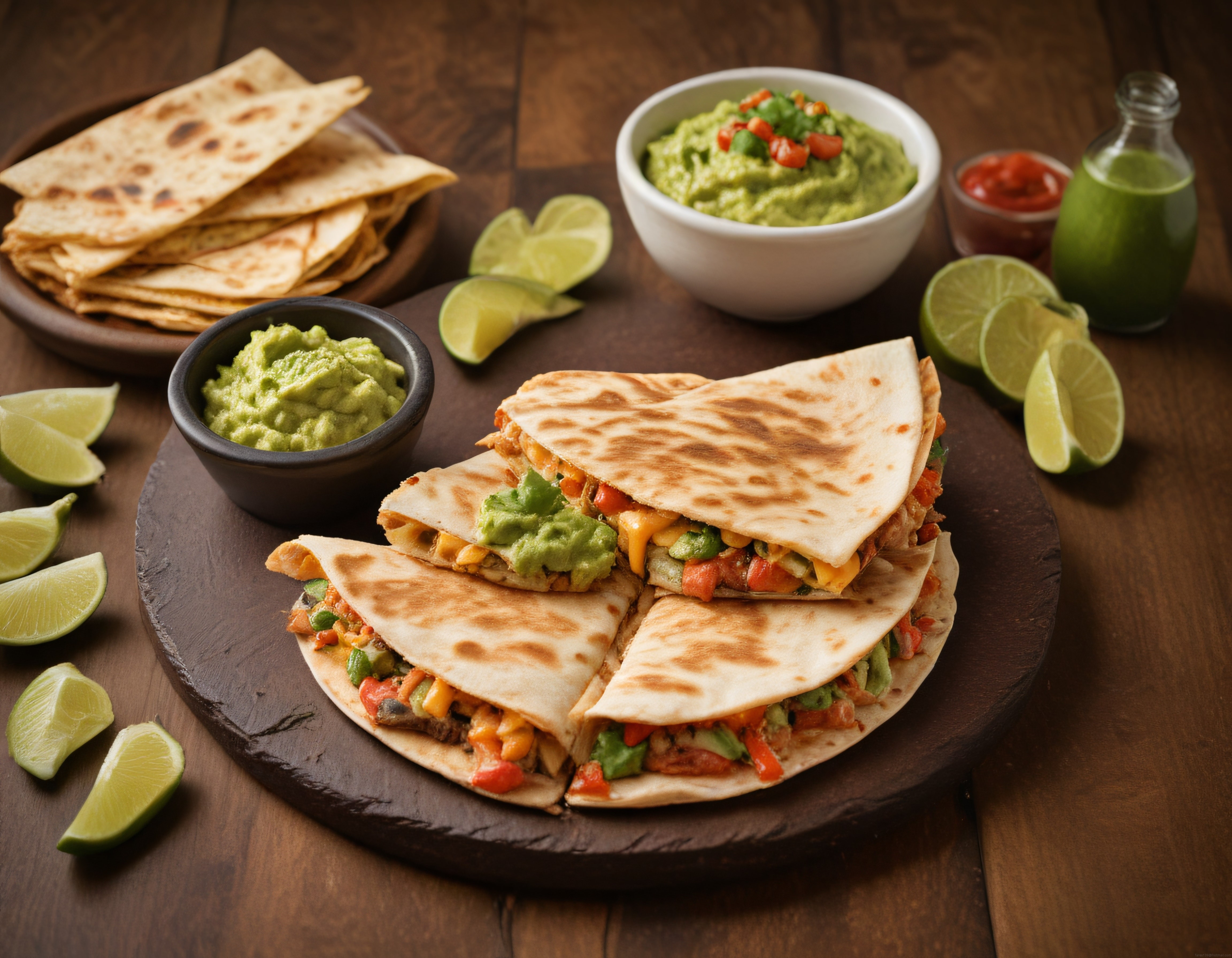 Ev Yapımı Tavuklu Quesadilla ve Taze Guacamole Meksika Lezzeti