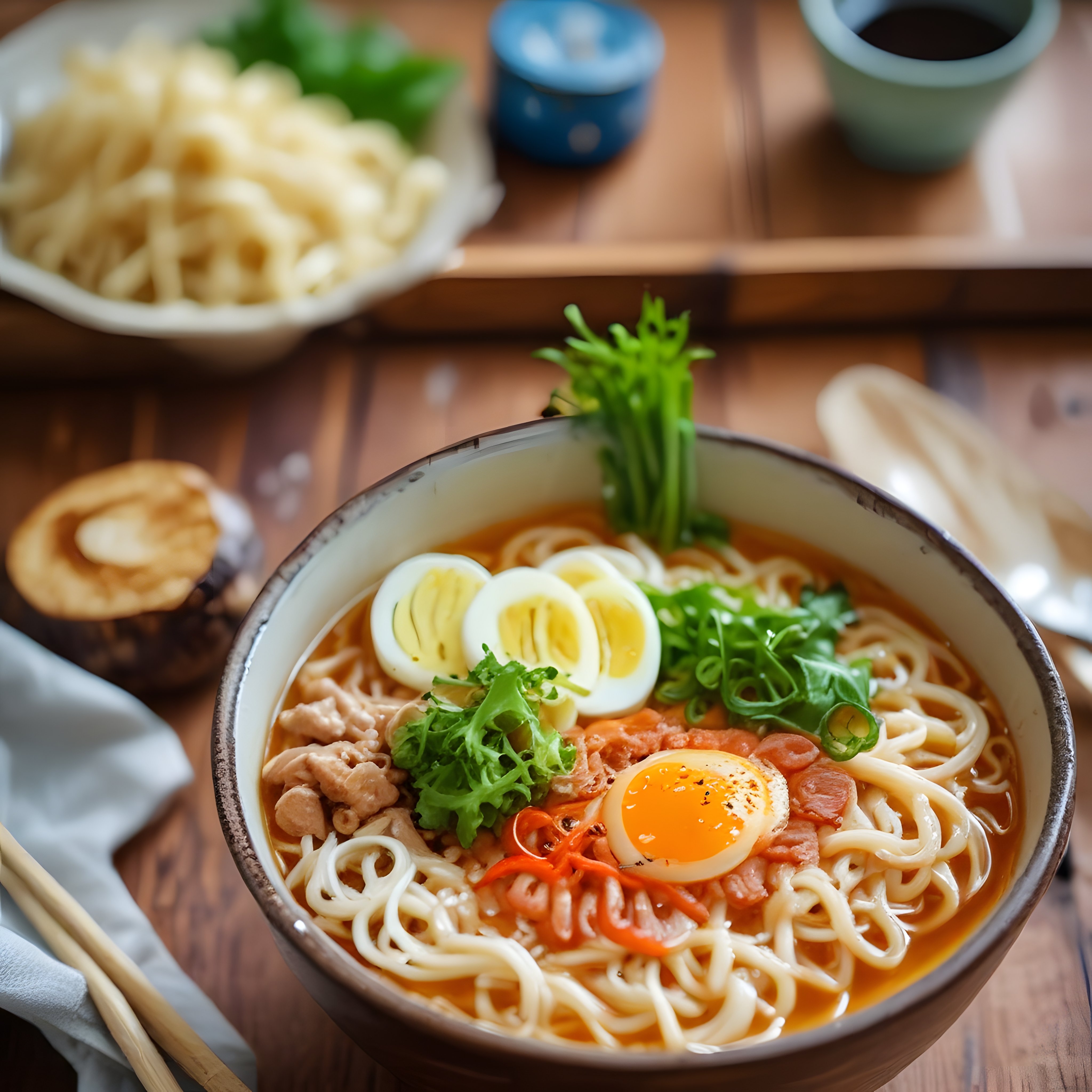 Ev Yapımı Tavuklu Ramen Çorbası Tarifi: Besleyici Erişte Kasesi ve Yumurta