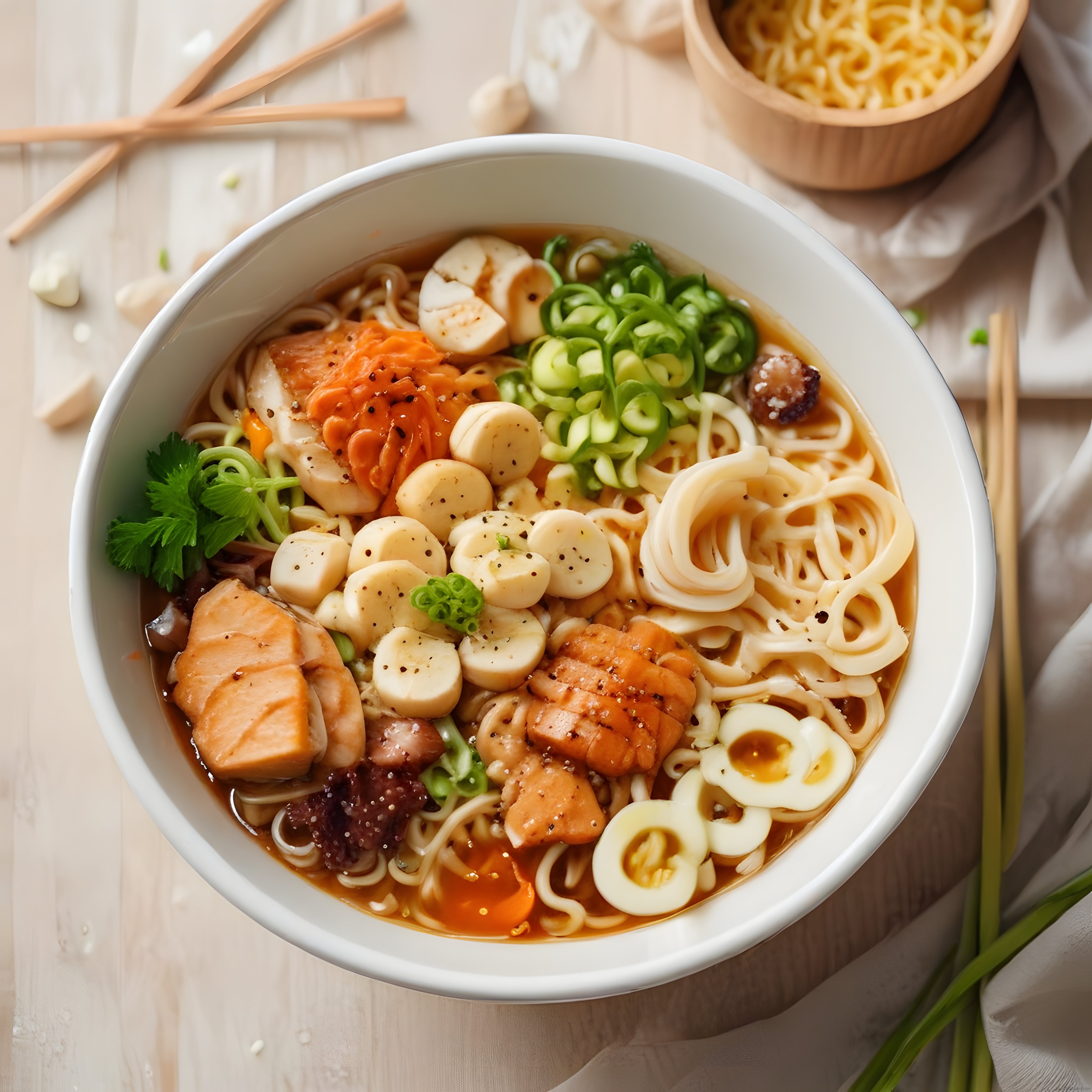 Ev Yapımı Taze Somonlu ve Yumurtalı Japon Ramen Çorbası Tarifi