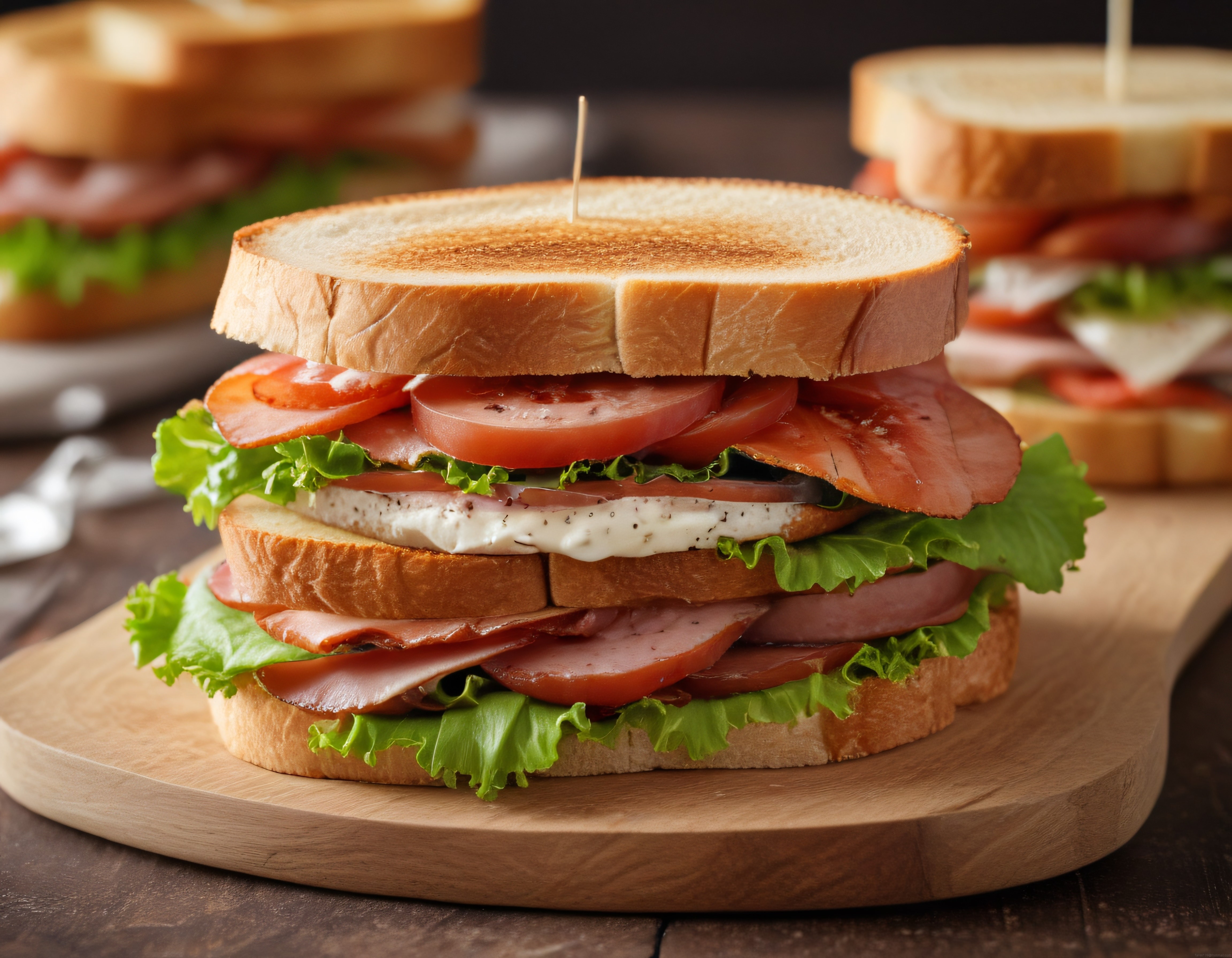 Ev Yapımı Tost Sandviç: Jambon, Domates ve Taze Marul Katmanları