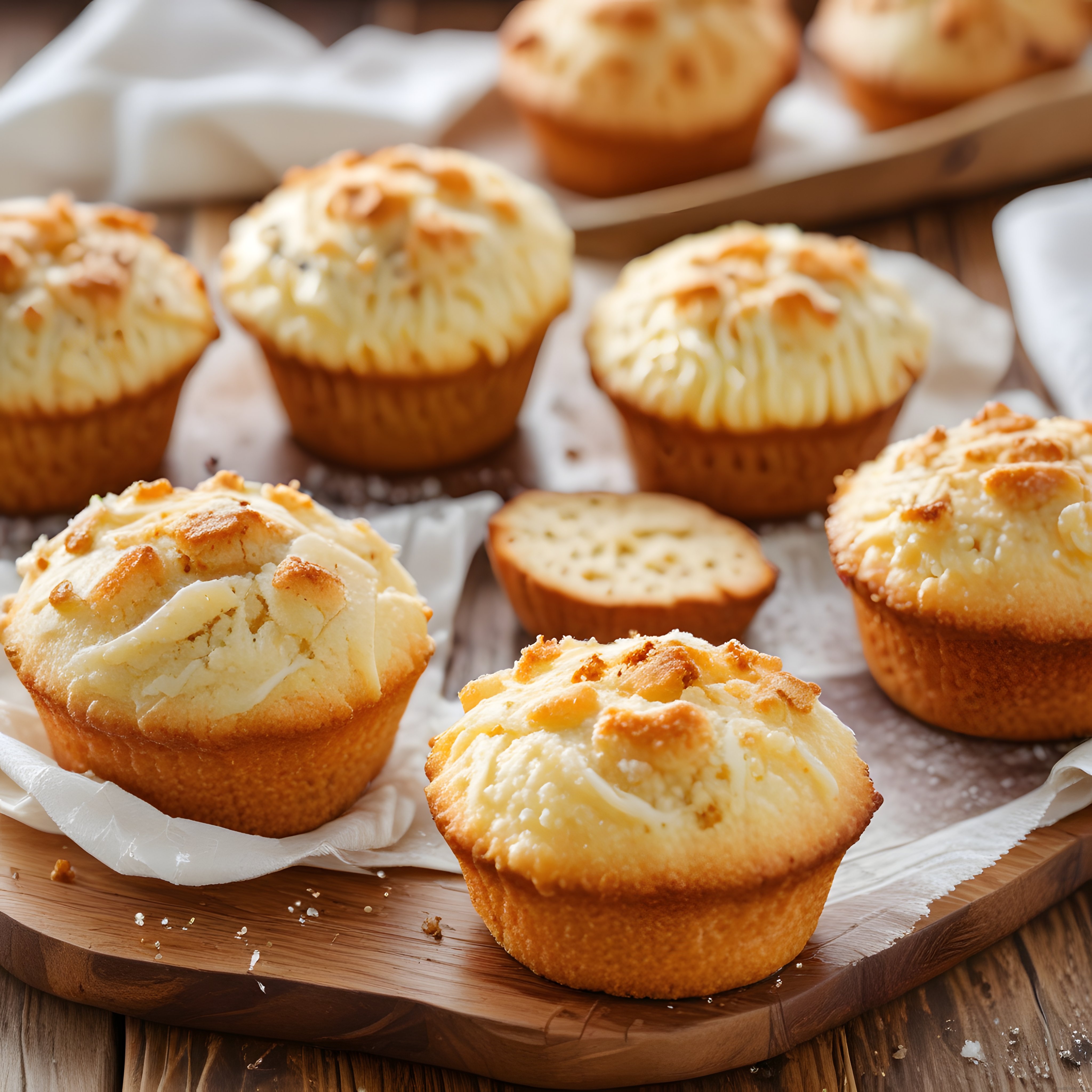 Ev Yapımı Tuzlu Peynirli Muffinler Fırından Yeni Çıkmış Altın Sarısı Kap Kekler