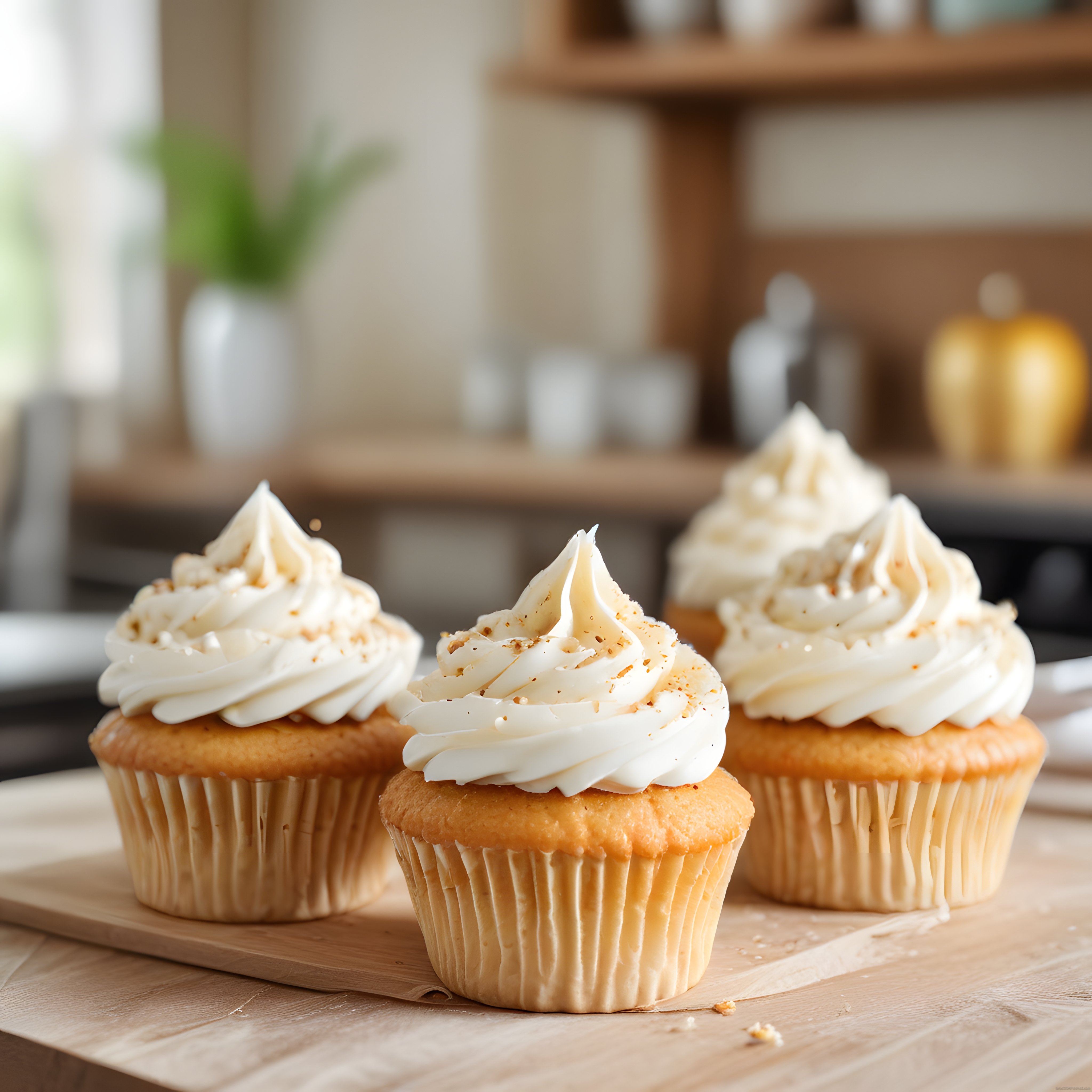 Ev Yapımı Vanilya Cupcakeler: Yumuşacık Kek Üzerine Krema Kaplı Tatlı Lezzet