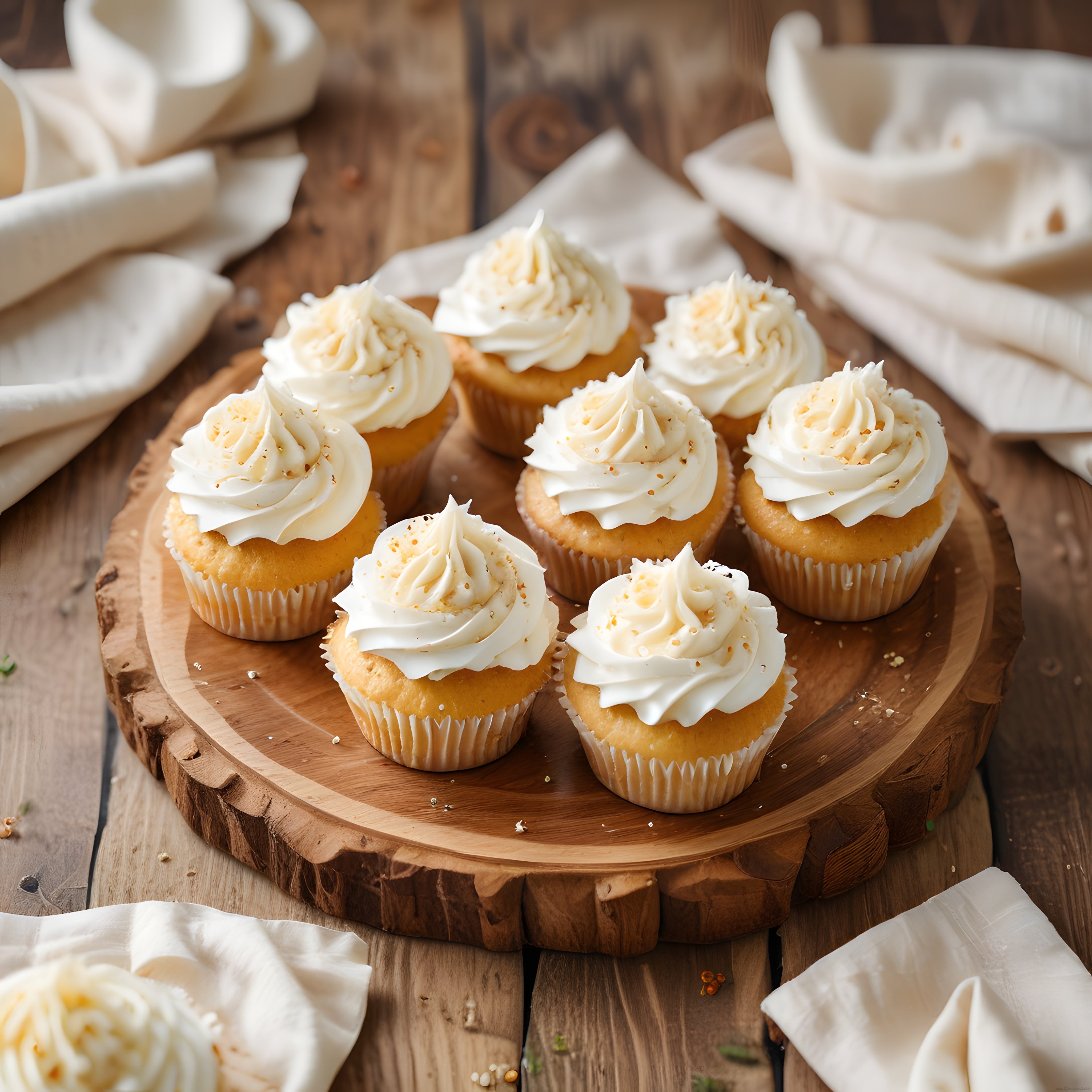 Ev Yapımı Vanilya Cupcakeler: Yumuşacık Kek ve Krema Süslemeli Tatlı Sunum