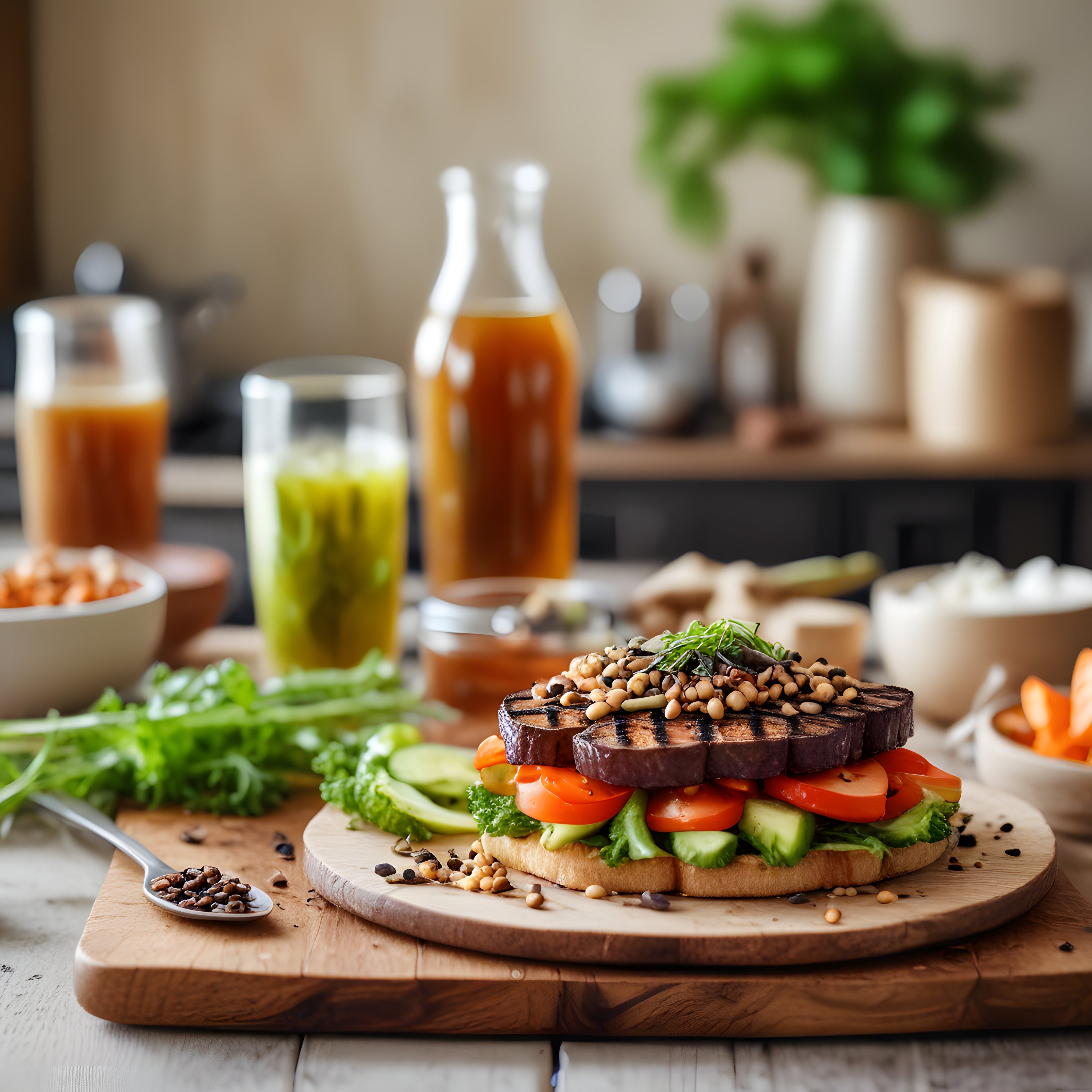 Ev Yapımı Vegan Sandviç: Izgara Patlıcan ve Yeşil Smoothie Tarifi